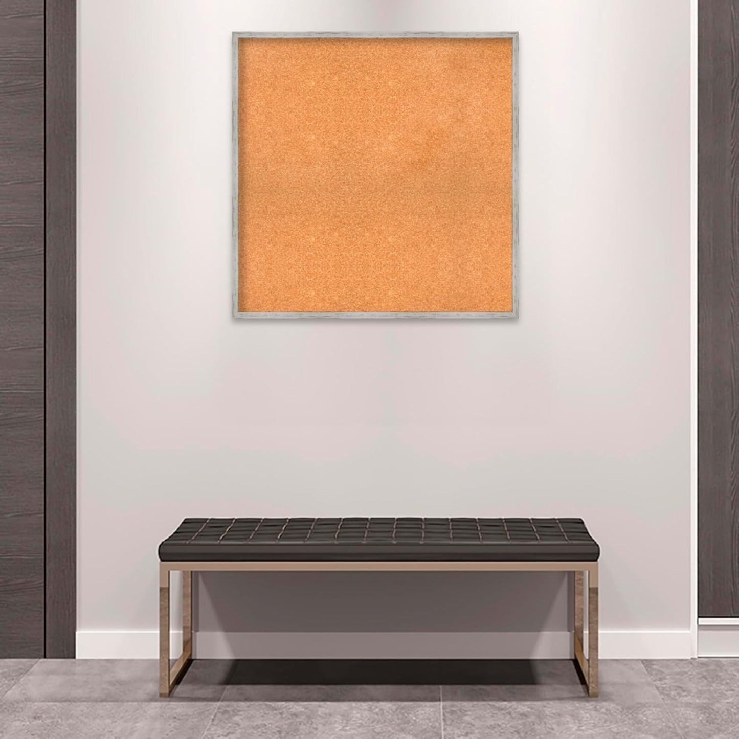 Amanti Art Natural Cork Board for Wall, 33x33 Vision Board with White Frame, Large Corkboard Office Decor for Home Organization, Cottage Corkboard Pinboard to Display Items for Home Organization in