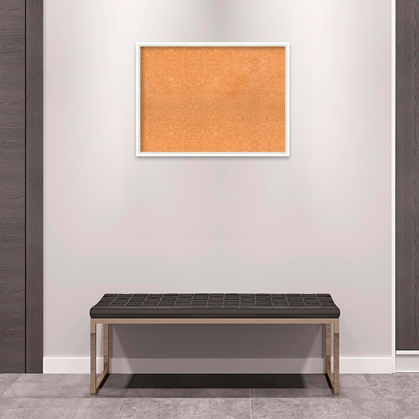 Amanti Art Natural Cork Board for Wall, 23x31 Vision Board with White Frame, Large Corkboard Office Decor for Home Organization, Modern Corkboard Pinboard to Display Items for Home Organization in