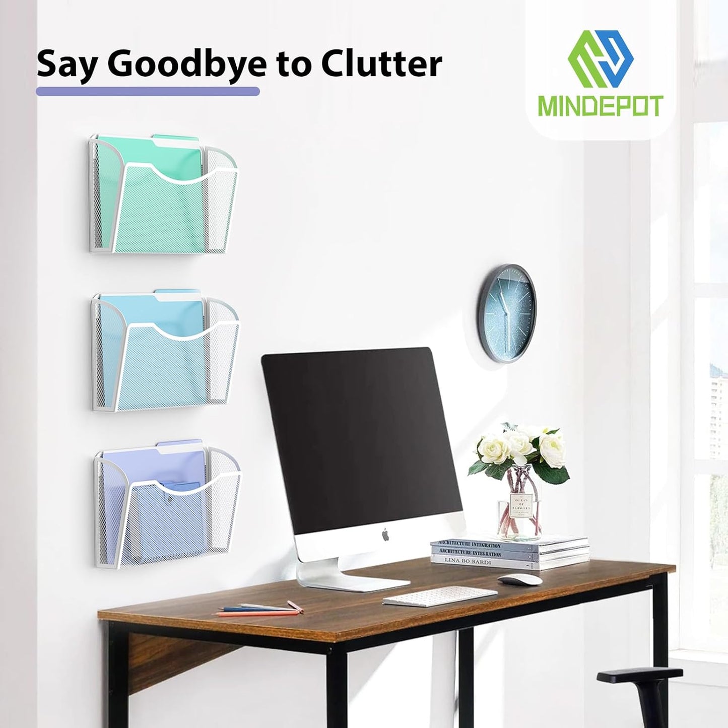 Wall File Organizer,Hanging Wall Mounted File Folder Binder Holder Mail Organizer for Office,Home and School Supplies