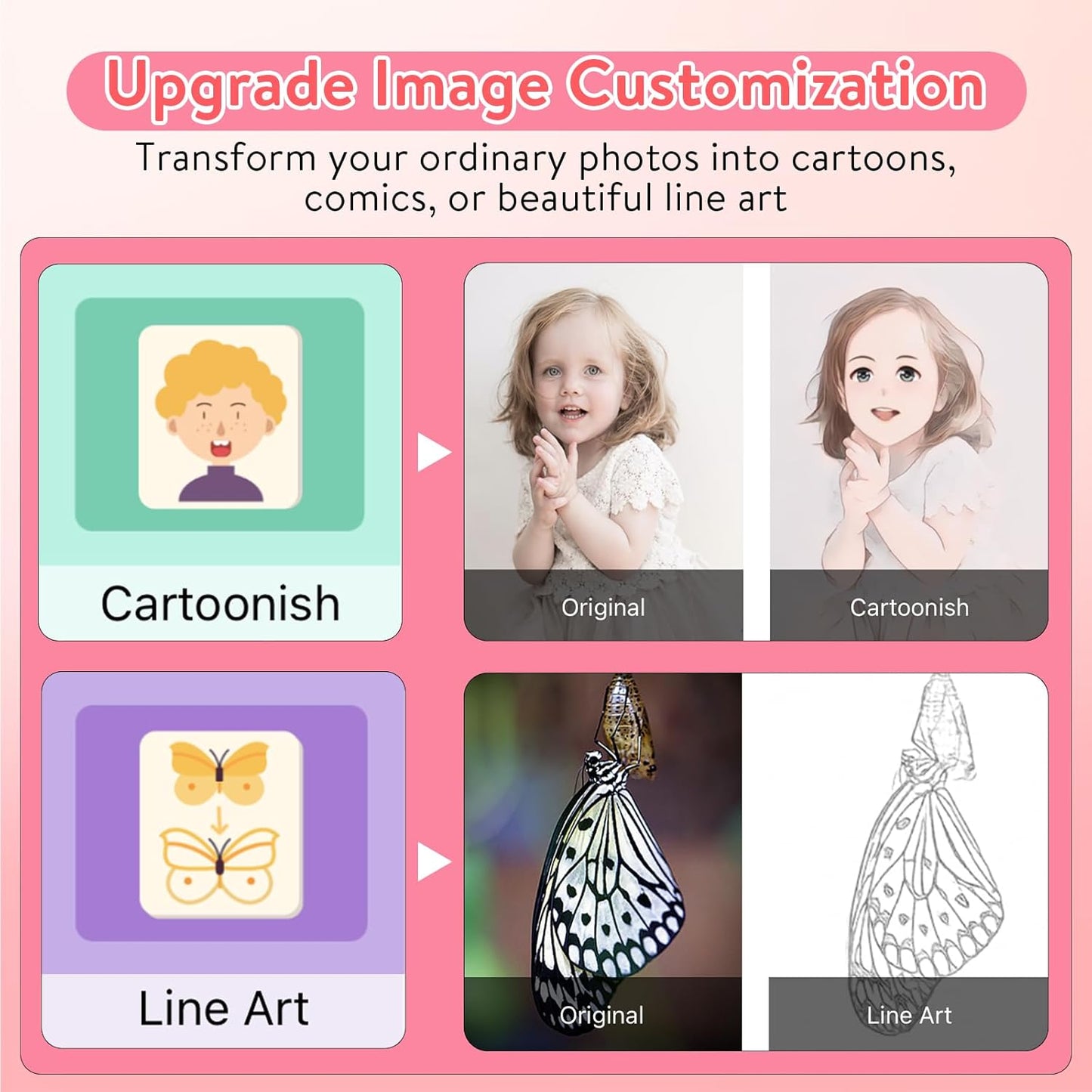 HuiJuKeJi Mini Sticker Printer Bluetooth Smart Pocket Inkless Thermal Printer with 11 Rolls Thermal Paper and Sticker for iOS&Android, Portable Receipt Printer for Photo Note Memo (Rose)