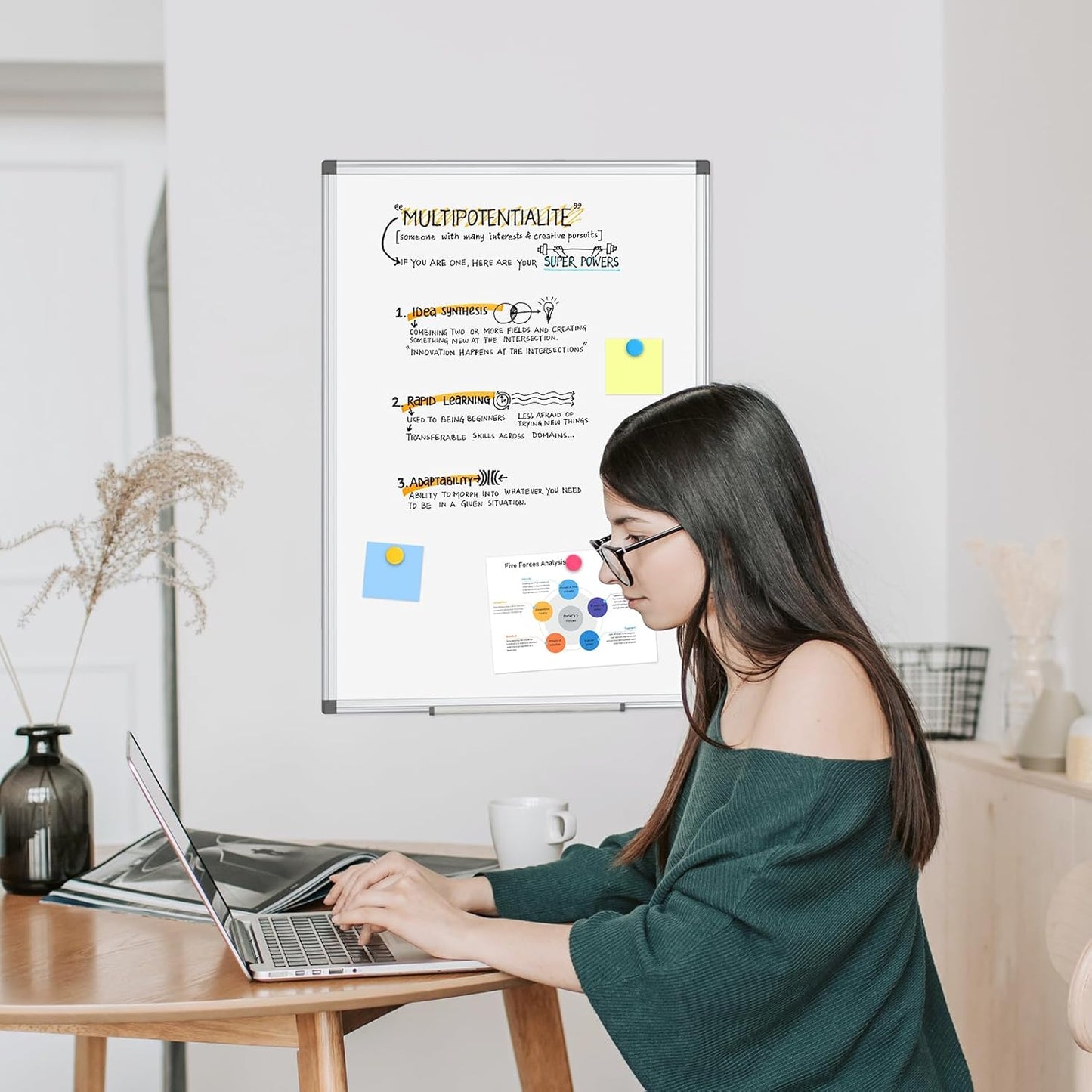 WALGLASS 3 Pack White Board, 36" x 24" Double-Sided Dry Erase White Board for Wall, Hanging Mounted Whiteboard, Horizontal or Vertical Silver Aluminium Frame for Home, School, Office, Kitchen