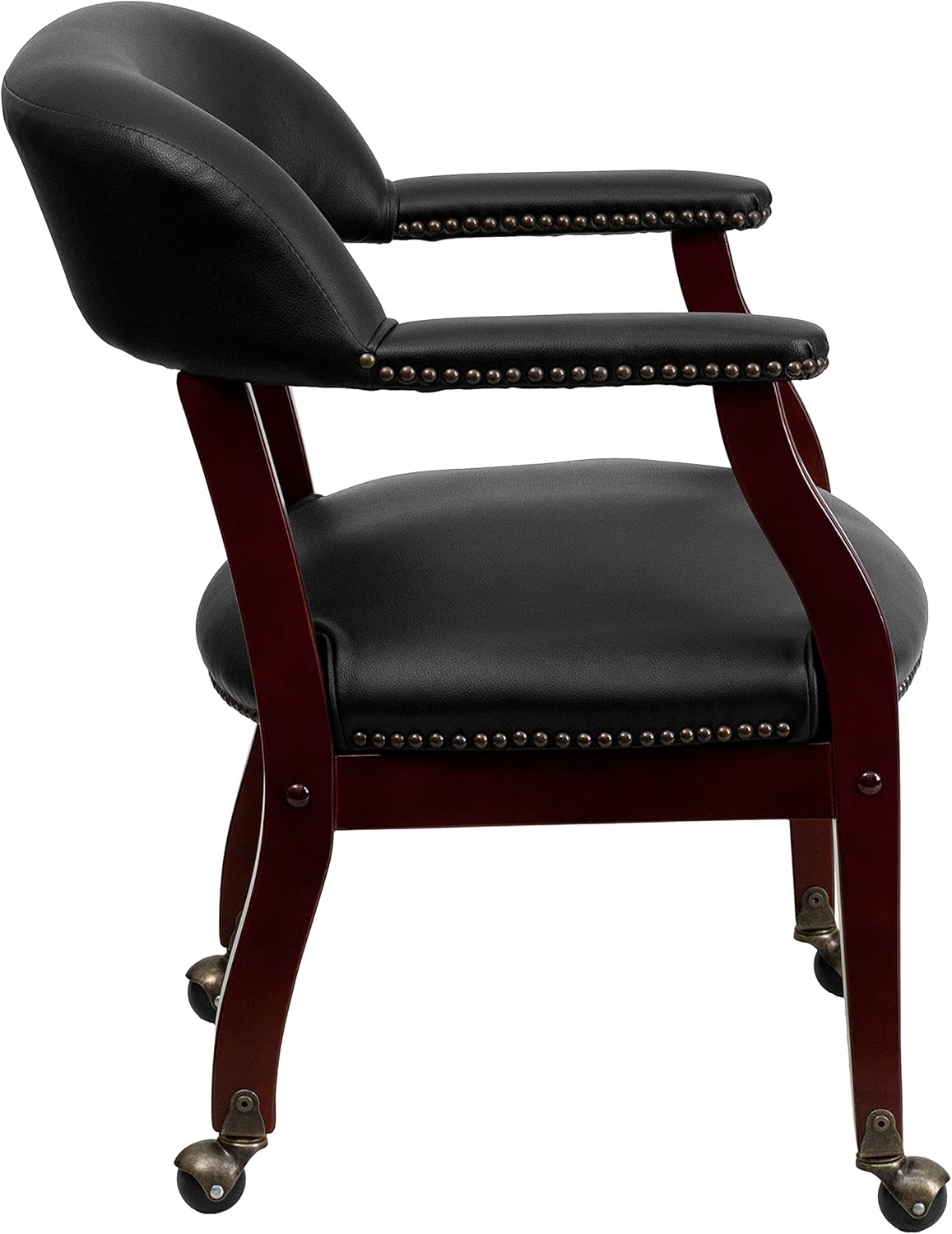EMMA + OLIVER Black Vinyl Luxurious Conference Chair with Casters