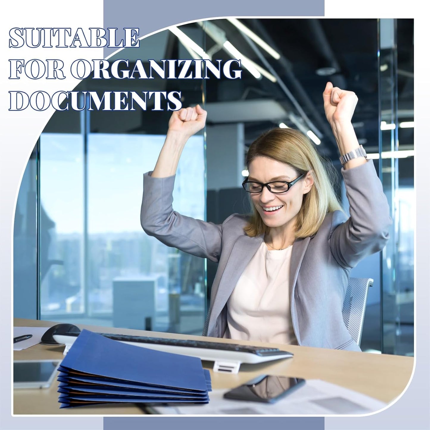 60 Pcs Classification Folders Letter Size, 2 Divider Pressboard File Folders with 3. 5 Inch Expansion, 2 Prongs Fastener, Heavy Duty Office File Organizers for Teachers, Medical (Dark Blue)