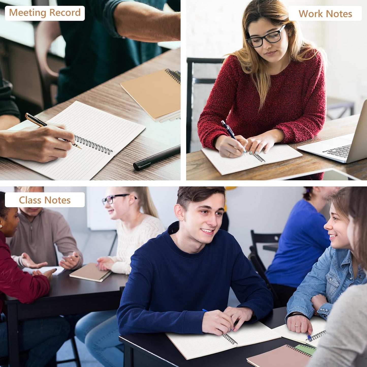 Fuutreo 12 Pcs Spiral Notebook for Work A5 8.3 x 5.7 Inch College Ruled Spiral Journal Notebook Kraft Cover Ruled Paper, 12 Color, 60 Sheets, 120 Pages for Office School (Jewel Color)