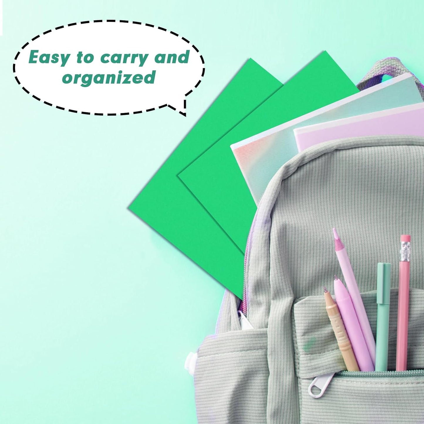 Two Pocket Folders, RAZCC 50 Pack 2 Pocket Folders Fit Letter Size Paper, Paper Folders with Pockets for School Office Business Home, Green