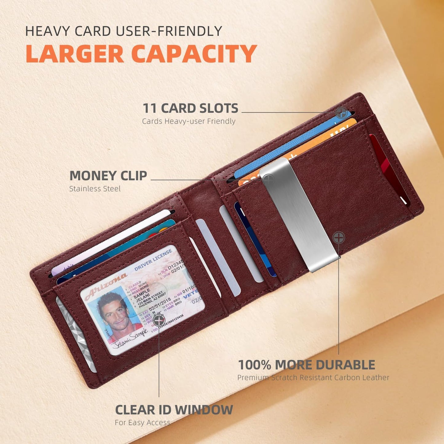 RUNBOX Slim Wallets for Men - Leather Money Clip Mens Wallet - RFID Blocking Front Pocket Bifold Wallet - Thin Credit Card Holder with Gift Box