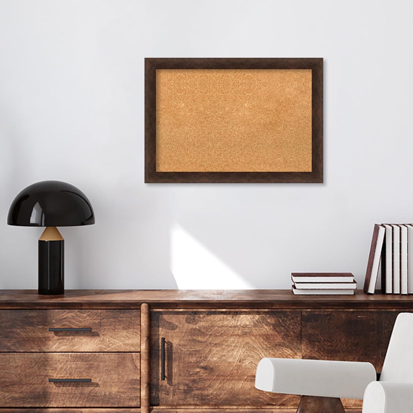 Amanti Art Natural Cork Board for Wall, 19x27 Vision Board with Brown Wood Frame, Medium Corkboard Office Decor for Home Organization, Casual Corkboard Pinboard to display items for home organization