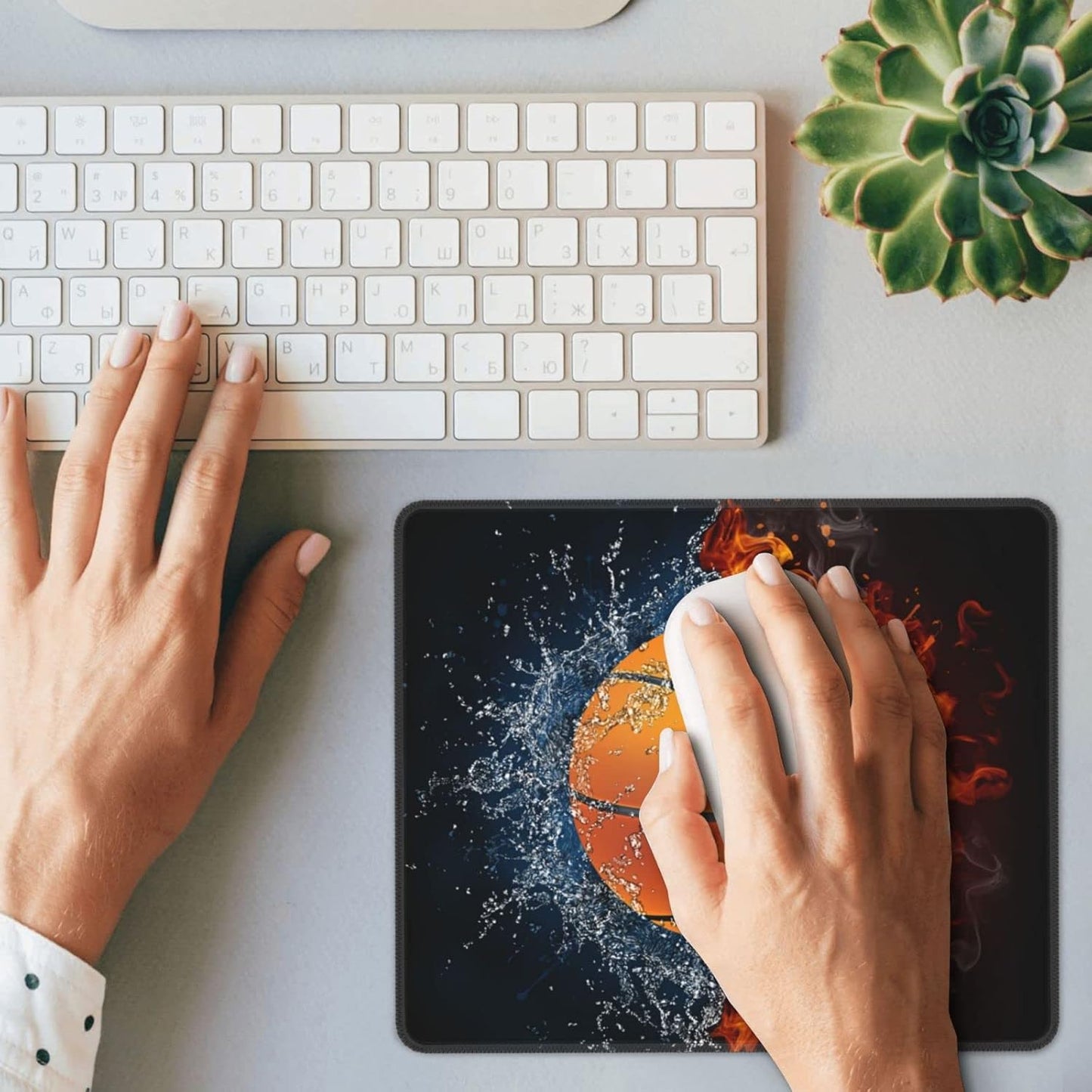 Sports-Themed Basketball Mouse Pad for Boys Teen Men, Washable Gaming Mouse Pads for Office Home Computer Laptop Desk 10"x12" Non-Slip Rubber Base Mousepad with Stitched Edge