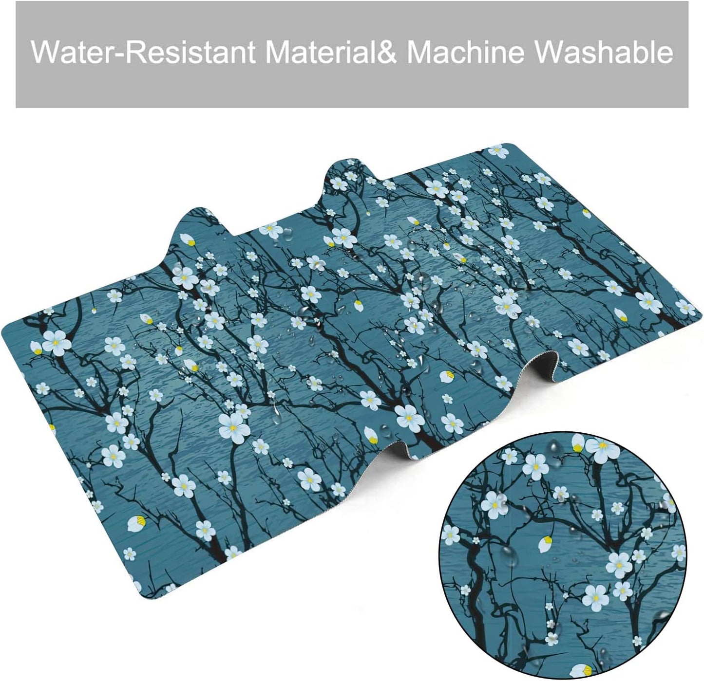 Japanese Cherry Blossom Extended Gaming Mouse Pad Large Desk Mat with Non-Slip Rubber Base and Stitched Edges,Keyboard Mouse Mat Desk Pad for Work,Game,Office,Home 35.4 * 15.7 Inch