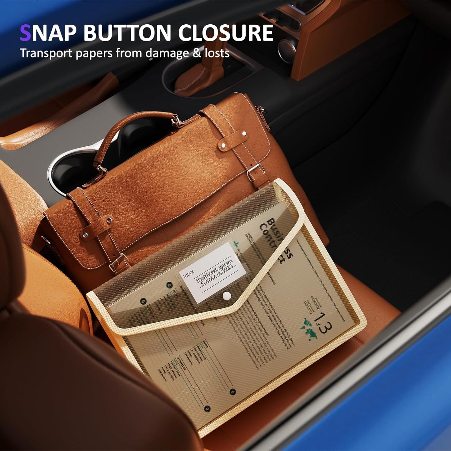 ThinkTex Plastic Expanding File Folder, Transparent Envelopes with Snap Closure,Suitable for Home, Office, School and Hospital, Large Capacity,No Dividers, 5 Colors, Fit Letter/A4 Size-10 Pcs