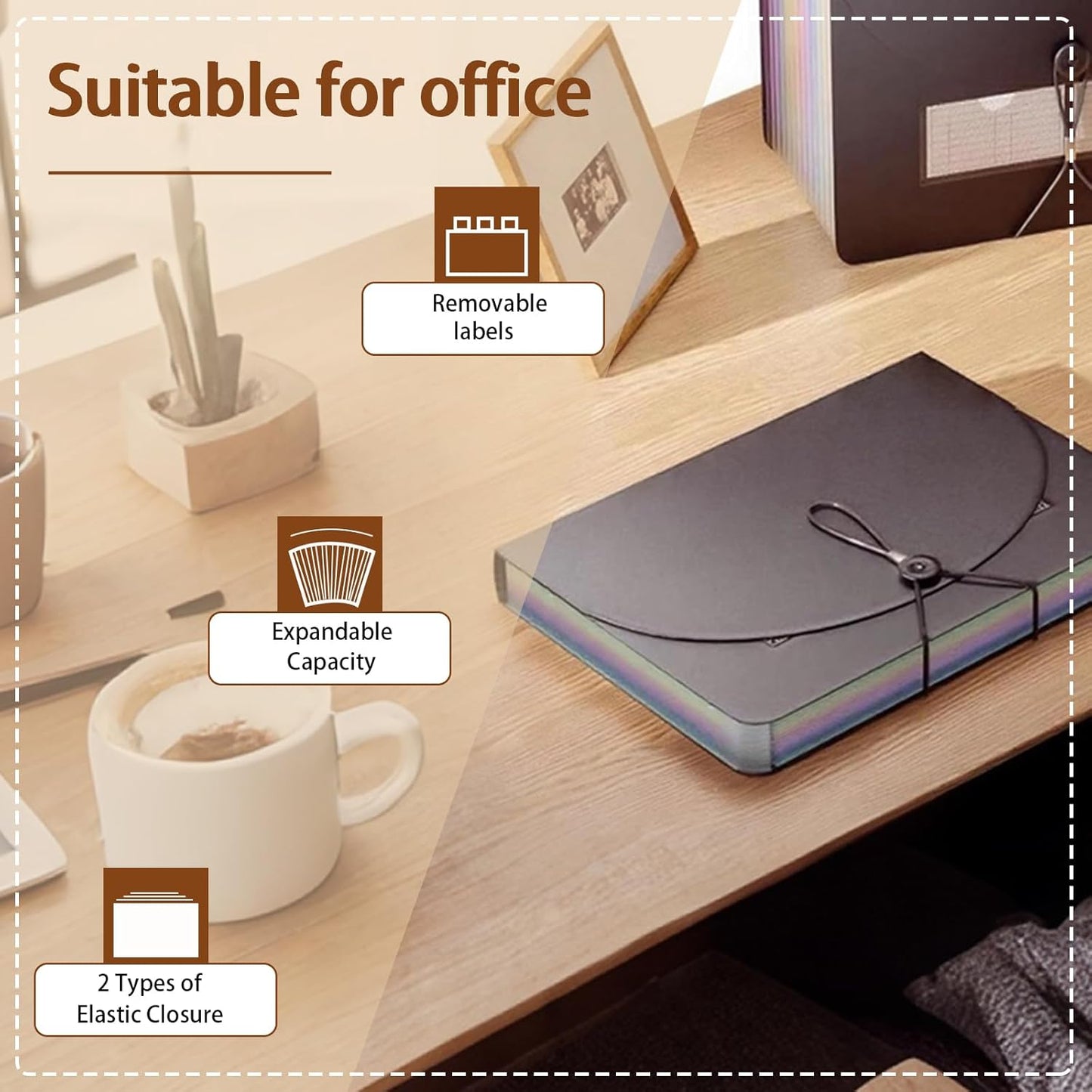 Accordion File Organizer,13 Pockets Expanding File Folder with Blank Labels,Portable Monthly Paper Bill Tax Receipt Organizer,Desktop Folders A4 Letter Paper Document Storage Organize,Black