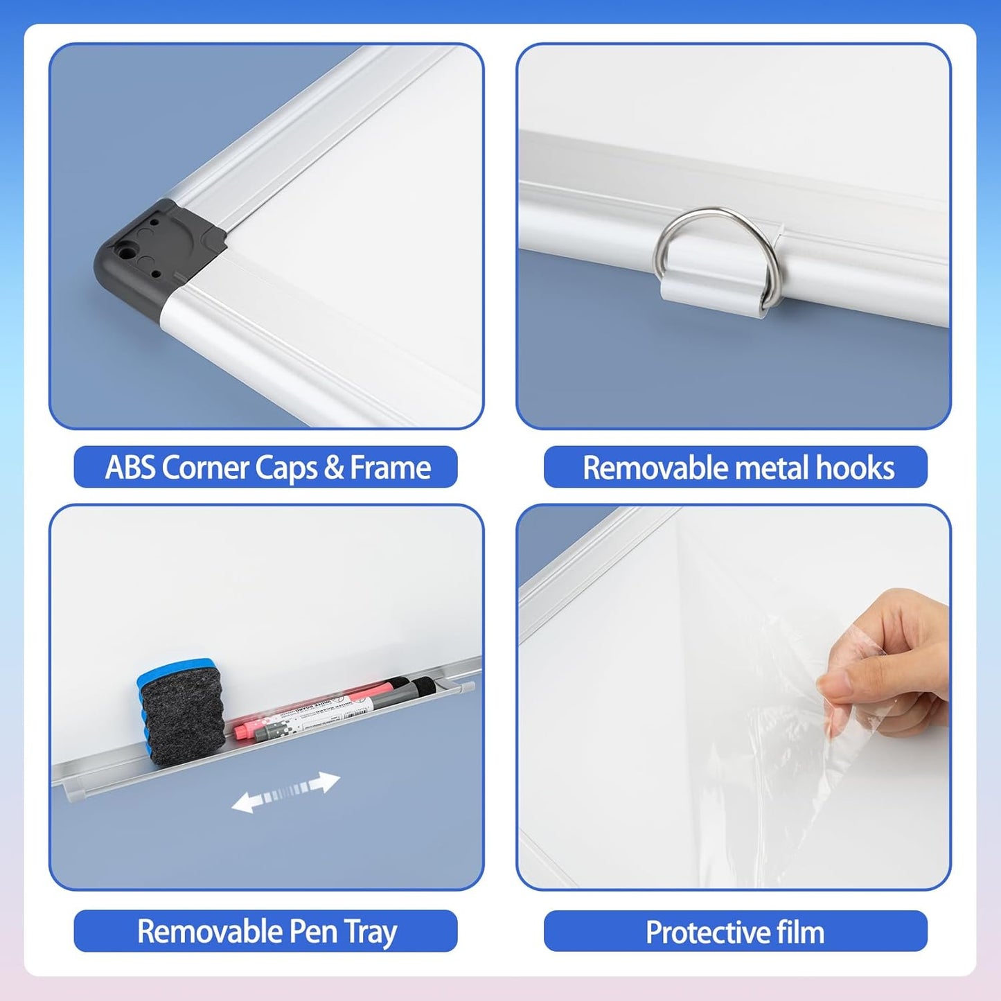 Grtard White Board Dry Erase, 24" x 18" Magnetic Dry Erase Boards, Hanging Magnetic Whiteboard with Marker and Magnets, Dry Erase Board for Wall, Large White Boards Dry Erase for School, Office, Home