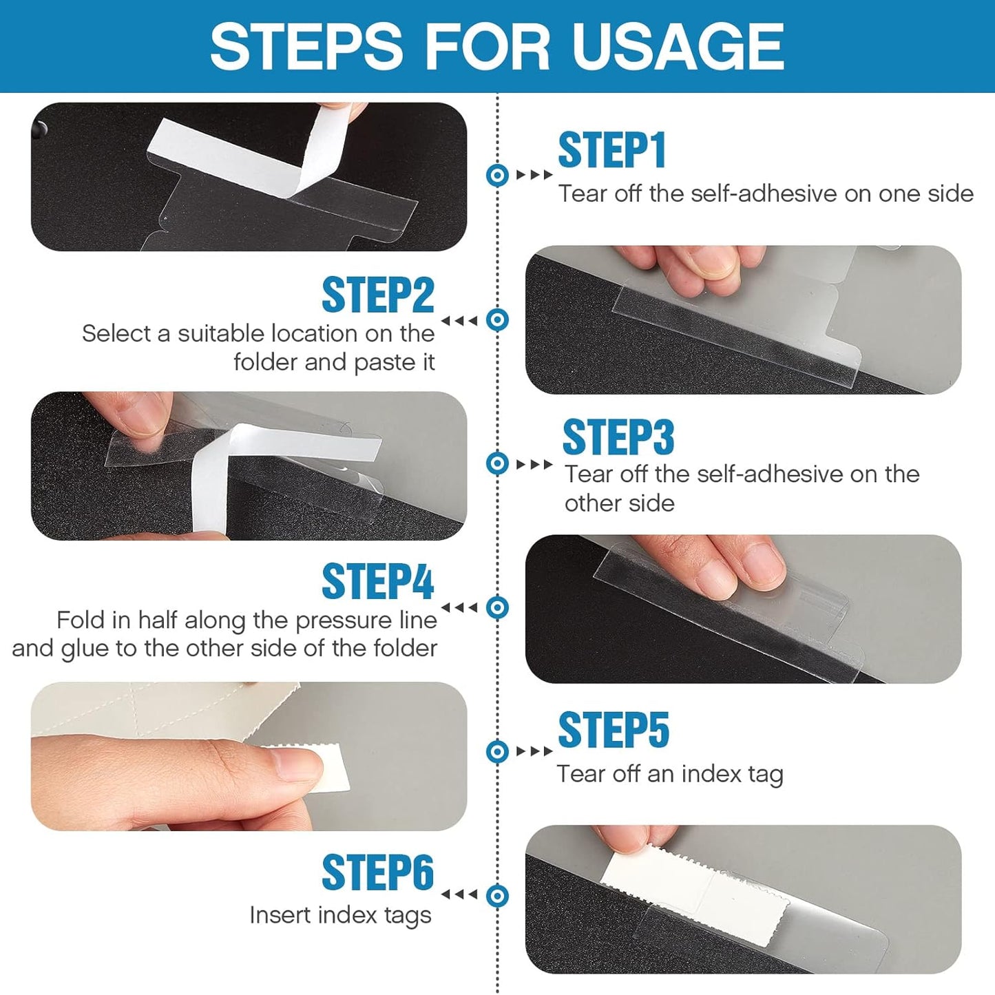2 Inch Insertable Self-Adhesive Tabs with Printable Inserts with File Folder Labels Sticky Plastic Index Clear Divider Stick on File Self Adhesive for Book Page(25 Pieces)