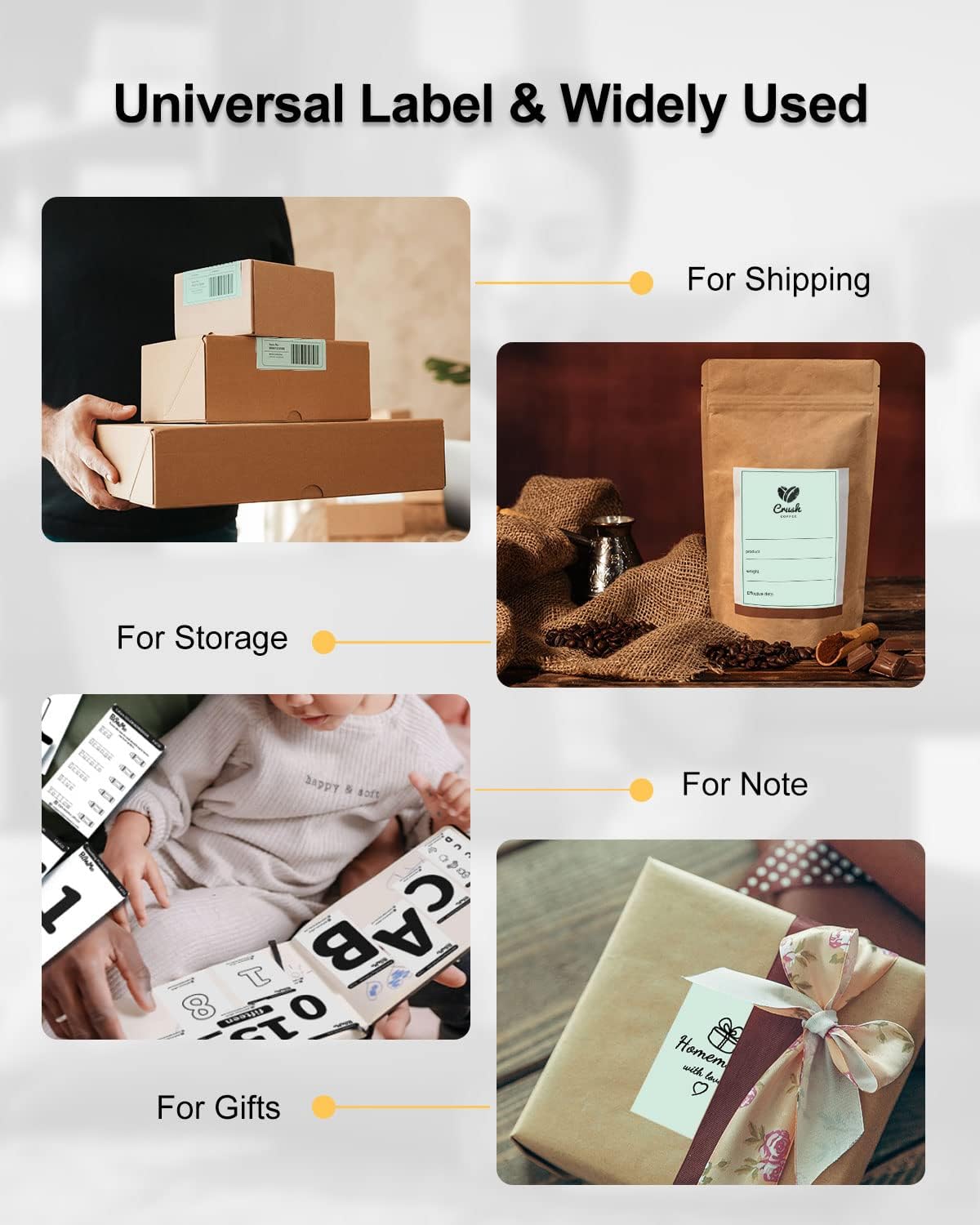 Phomemo 4x6 Thermal Labels for Shipping Label Printer - 500PCS Green Mailing Labels - 4x6 Direct Thermal Label Fanfold Compatible with Rollo,MUNBYN,Nelko,JADENS,POLONO - Water/Oilproof - NO BPA/BPS