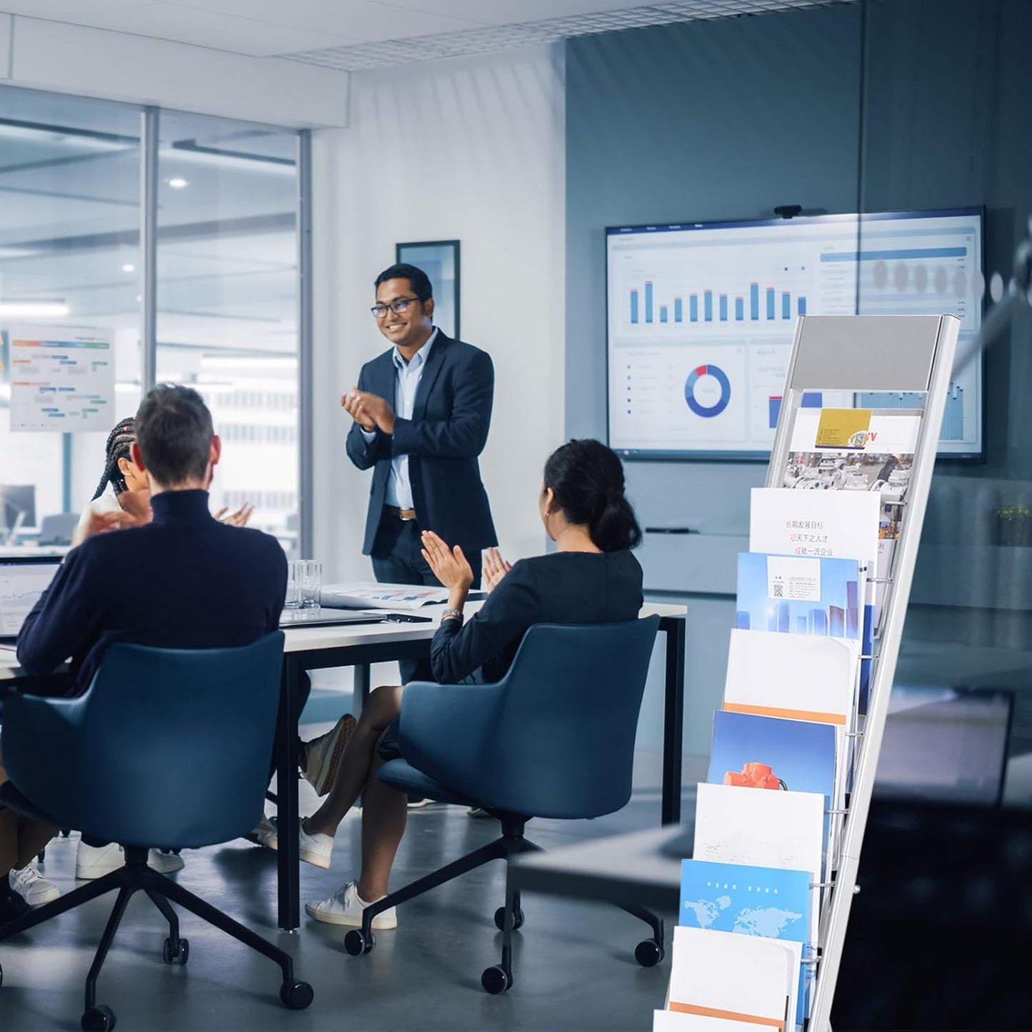 PATIKIL Detachable Magazine Display Racks Floor Standing 10 Layers Brochure Stand Catalog Literature Holder for Hotel, Exhibition, Office