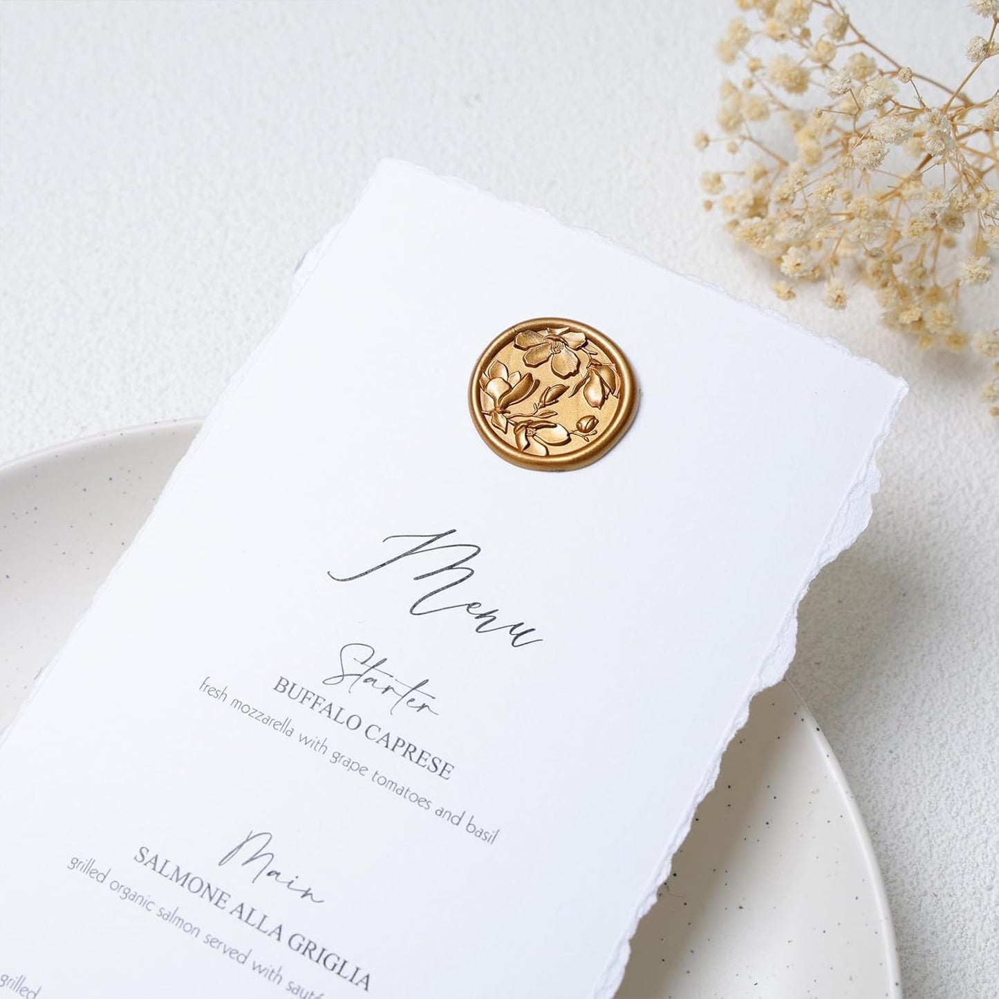 UNIQOOO Wax Seal Stickers - 3D Magnolia Wedding Invitation Envelope Botanical Seal Stickers, 100 Pcs Self-Adhesive Antique Gold Stickers, Perfect for Invitation, Christmas, Gift Wrapping, Party