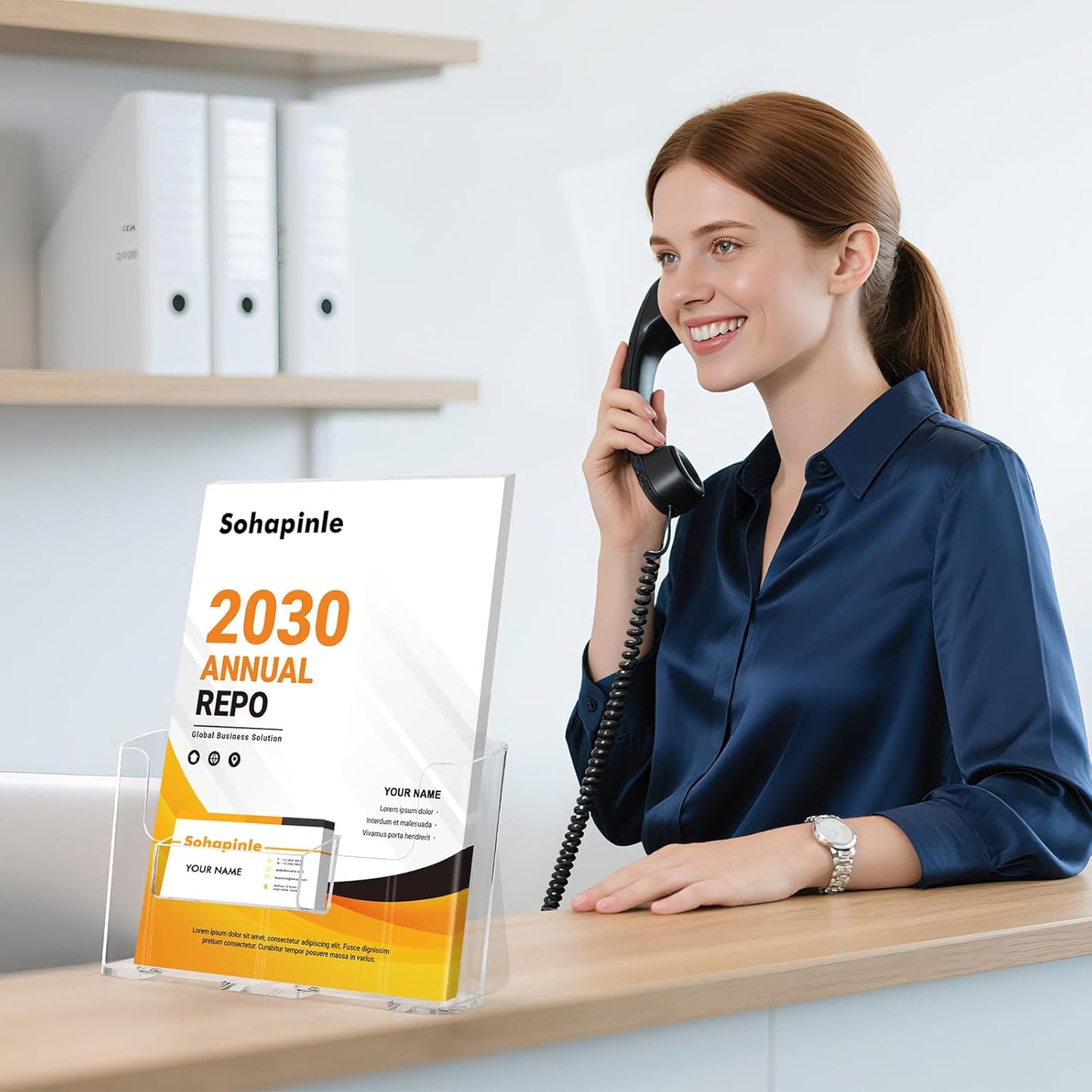 Acrylic Brochure Holder 8.5 x 11 inch 4 Pack Clear Literature Flyer Holders Plastic Rack Card Display Stand Thicker Countertop Organizer for Pamphlets Magazines Booklets Menus, Desk & Wall Mount