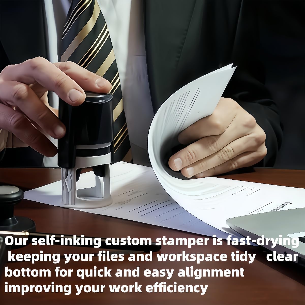 Multi-Size Custom Stamps Self Inking Personalized Logo Name Image Return Address Rubber Stamps for Office Business Personal Use (Round-1.65inch)