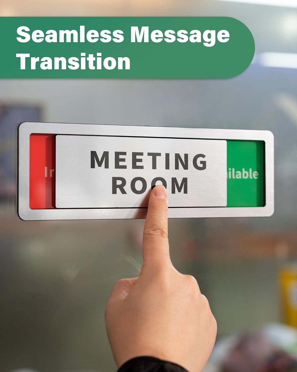 Meeting Room Sliding Door Signs Do Not Disturb, In Use/Available Slider Sign for Home Office Conference Vacant Occupied Privacy Slide Door Sign,Brushed Silver