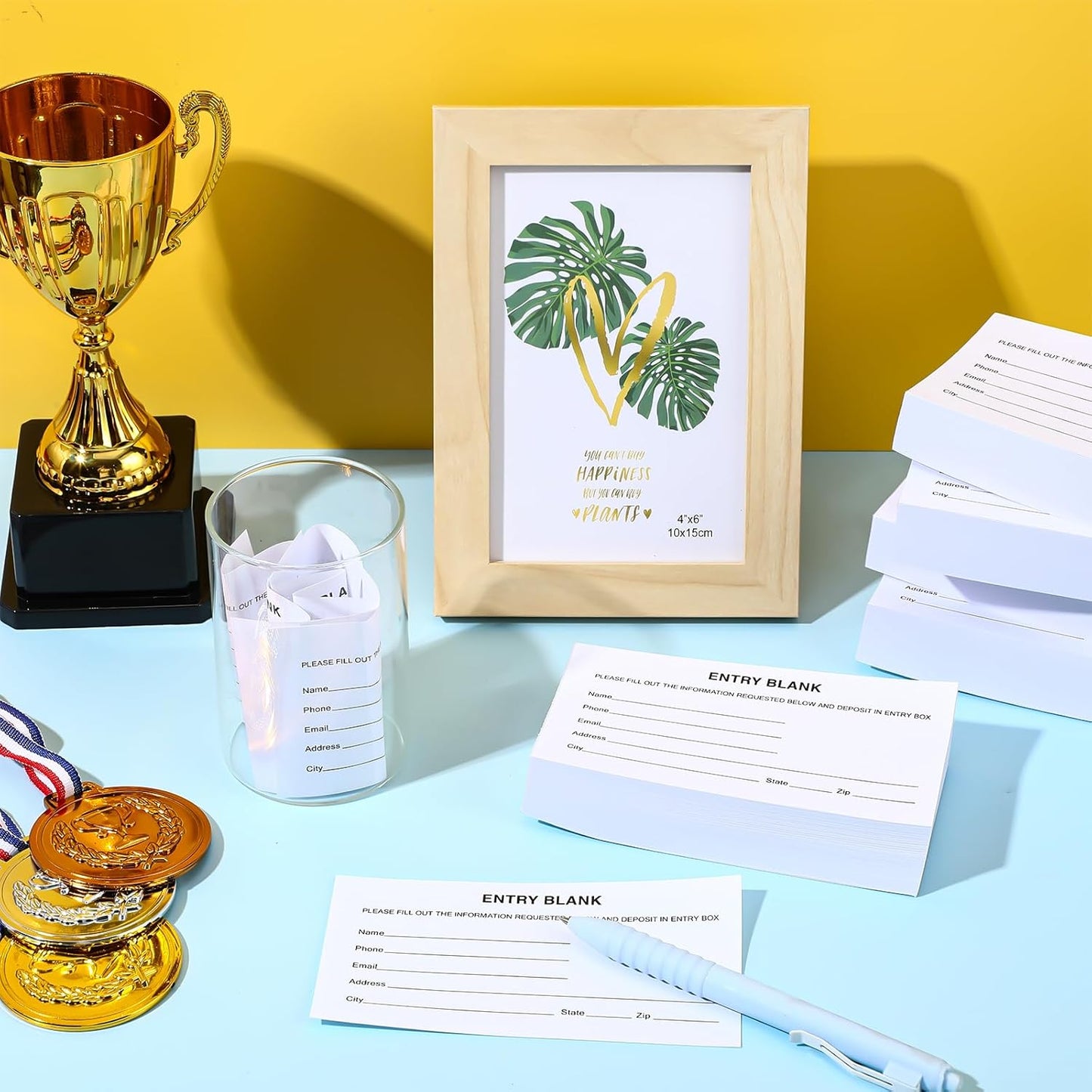 Kosiz 2000 Raffle Ticket Sheet 8 Pad 5.24" x 2.76" Enter to Win Blank Entry Form for Contest Collect Name Phone Number Email Address for School Event Ballot Network Marketing(White)