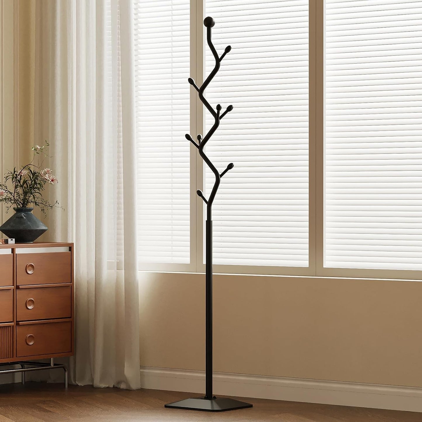 Tree-shaped coat rack,Coat Tree Freestanding with 8 Hooks and Sturdy Metal Base for Coat Hats Purses,Coat Stand for Entryway,Bedroom