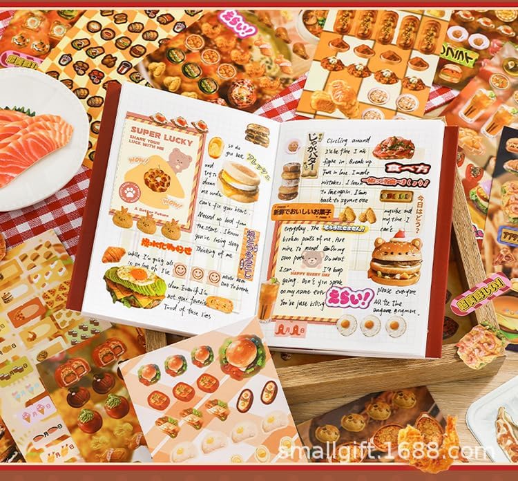 Alideco 25pcs Scrapbook Stickers Vintage Cute Cake Dessert Food Sticker Book for Adults Sticker journaling Stickers for Scrapbooking (tianweijiyi)