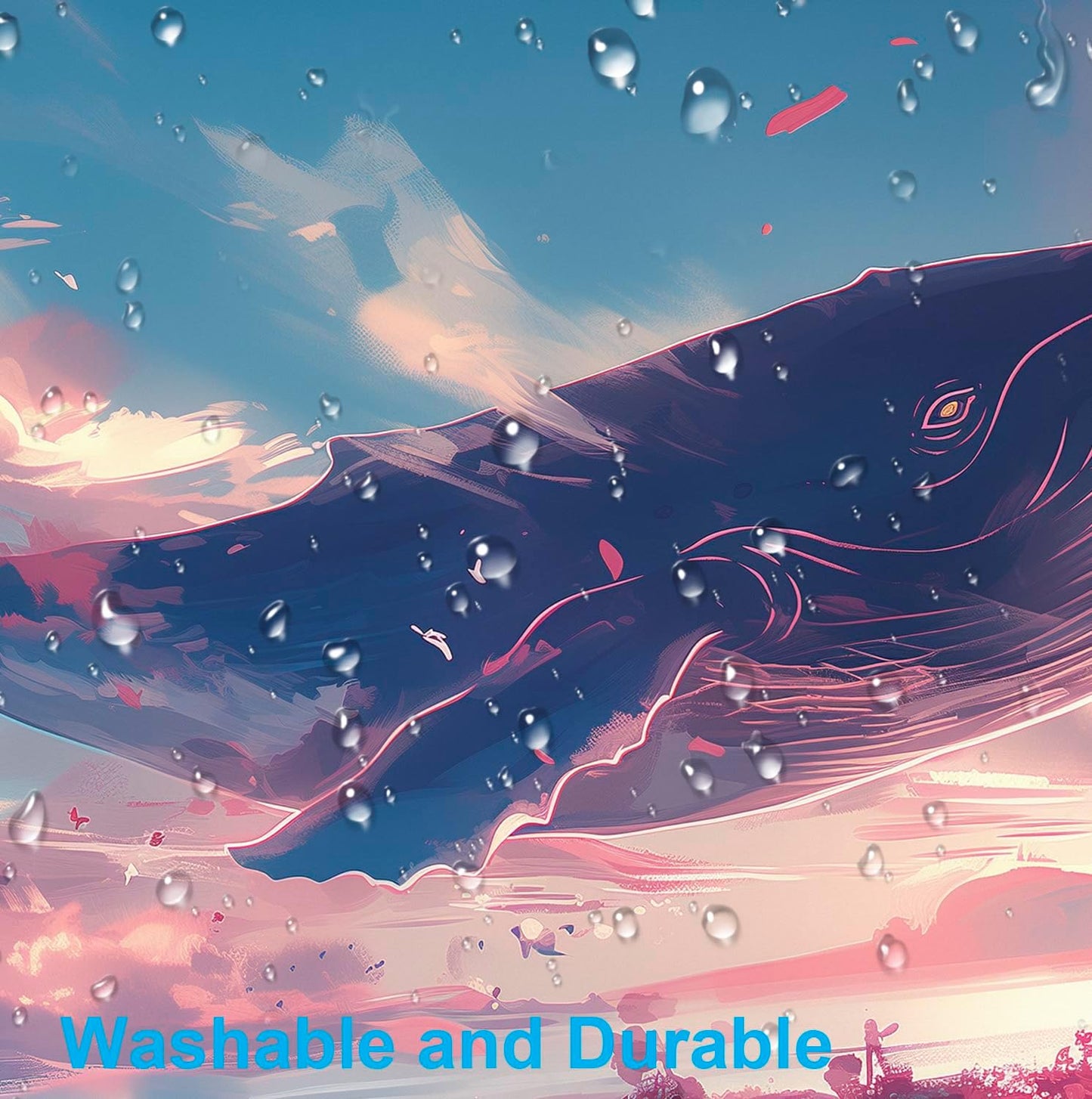 Cute Sky Whale Fish Dream Fantasy Mouse Pad, Stitching Edge Computer Game Keyboard Pad Whale, Large Women's Office Desk Accessories Decorative Mouse Pad 35.4 x 15.7 Inches