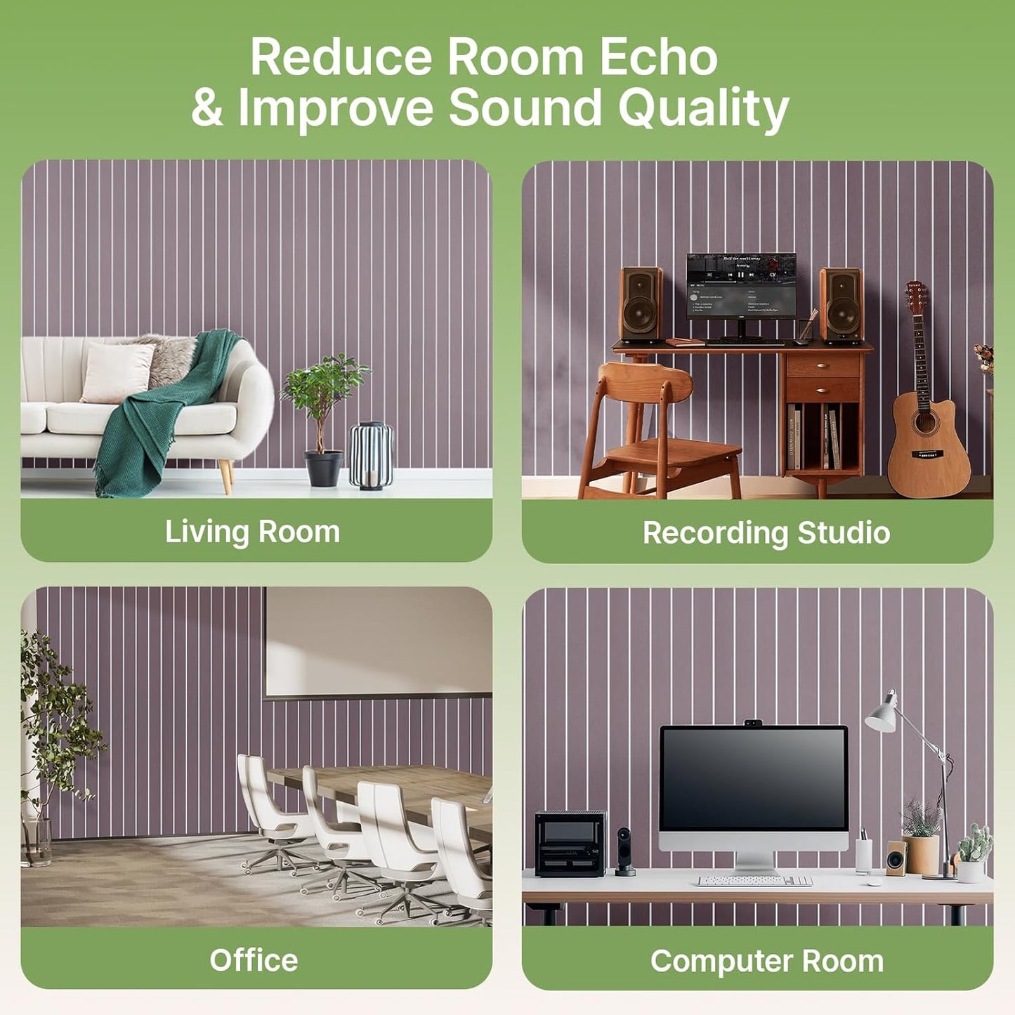 Acoustic 4 Pack Soundproofing UV Print Panels, 47.2” x 23.6” x 0.4” Adhesive Noise Dampening Wall Panels for Home Studio, Office, Gaming Room, and Theater(Dark Brown)