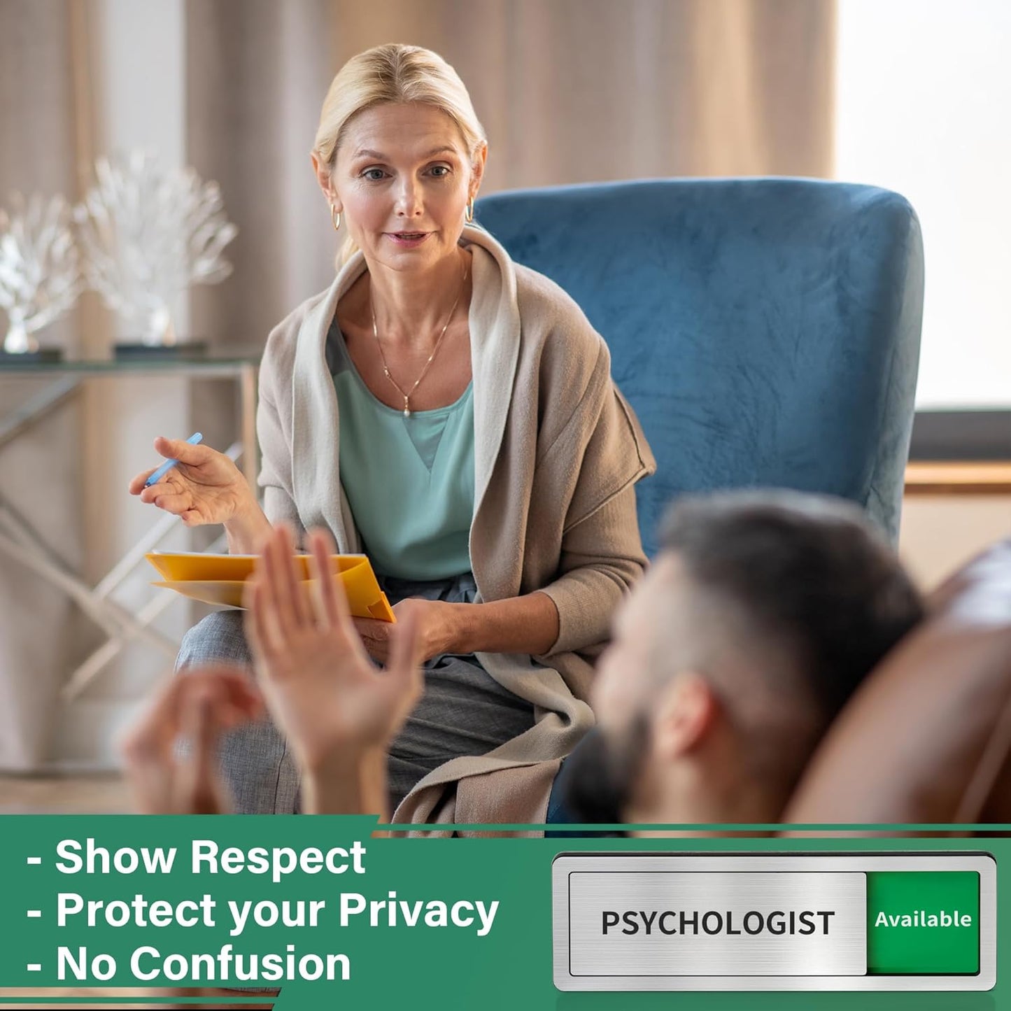 Psychologist Office Door Sign,Do Not Disturb- In Use/Available Slider Signs for Counseling Centers,In Session Door Sign for Therapists