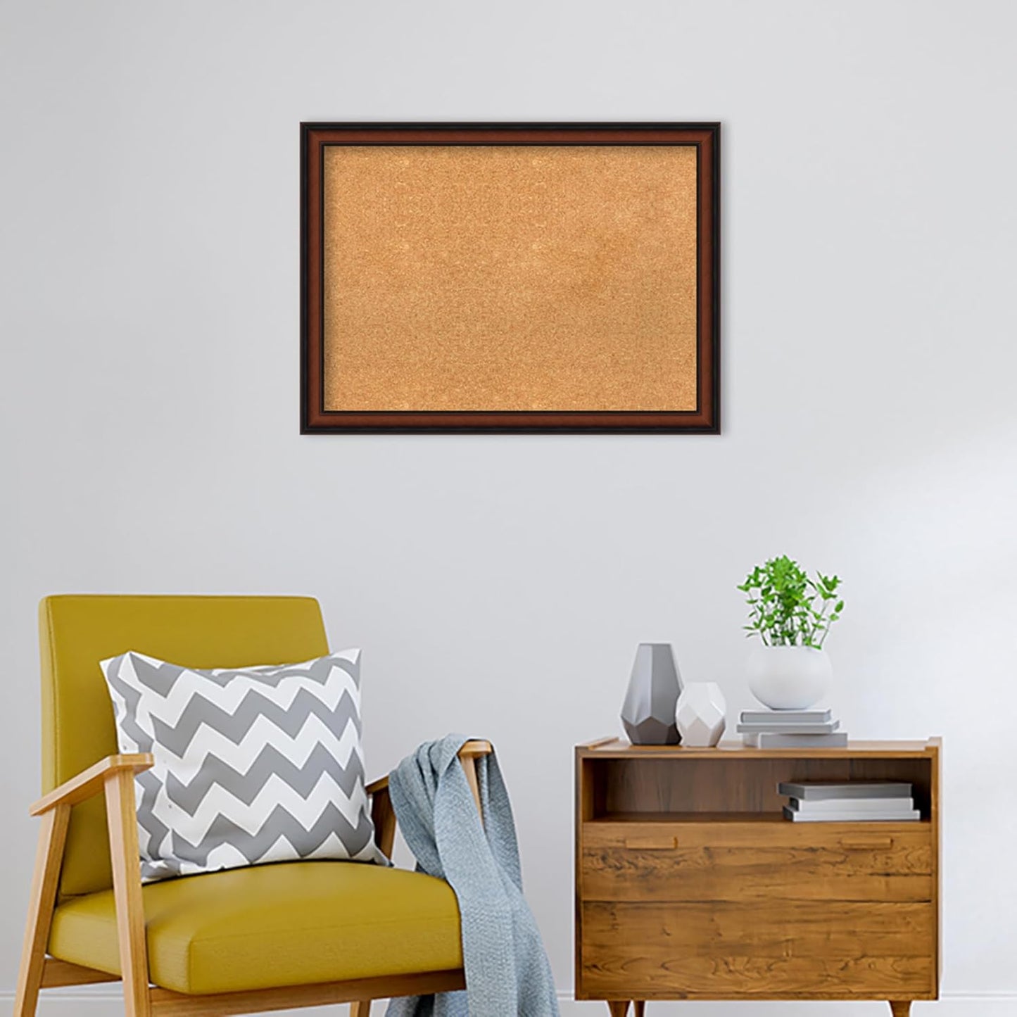 Amanti Art Natural Cork Board for Wall, 23x31 Vision Board with Brown Wood Frame, Medium Corkboard Office Decor for Home Organization, Traditional Corkboard Pinboard to display items for home
