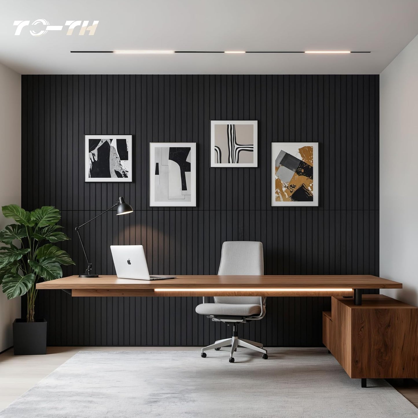 TO-TH Wood-Look Acoustic Panel, 4 Pack 47.2” x 23.6” Soundproof Wall Panels, Decorative Sound Absorbers Large Acoustic Panels for Home, Office, Basement, Smoky