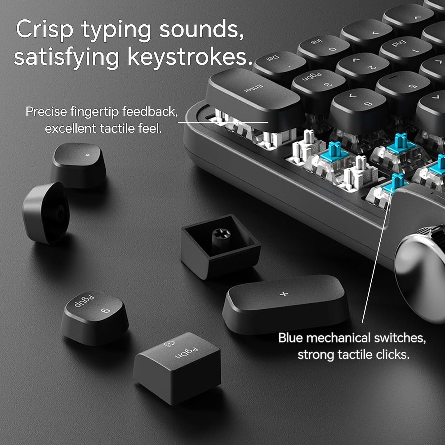 ACTTO B705 Retro Mechanical Keyboard, Bluetooth, Vintage Style with LED Backlight, 100 Keys, Gaming Keyboard for Windows/macos/iOS/Android, Blue Switch (Black)