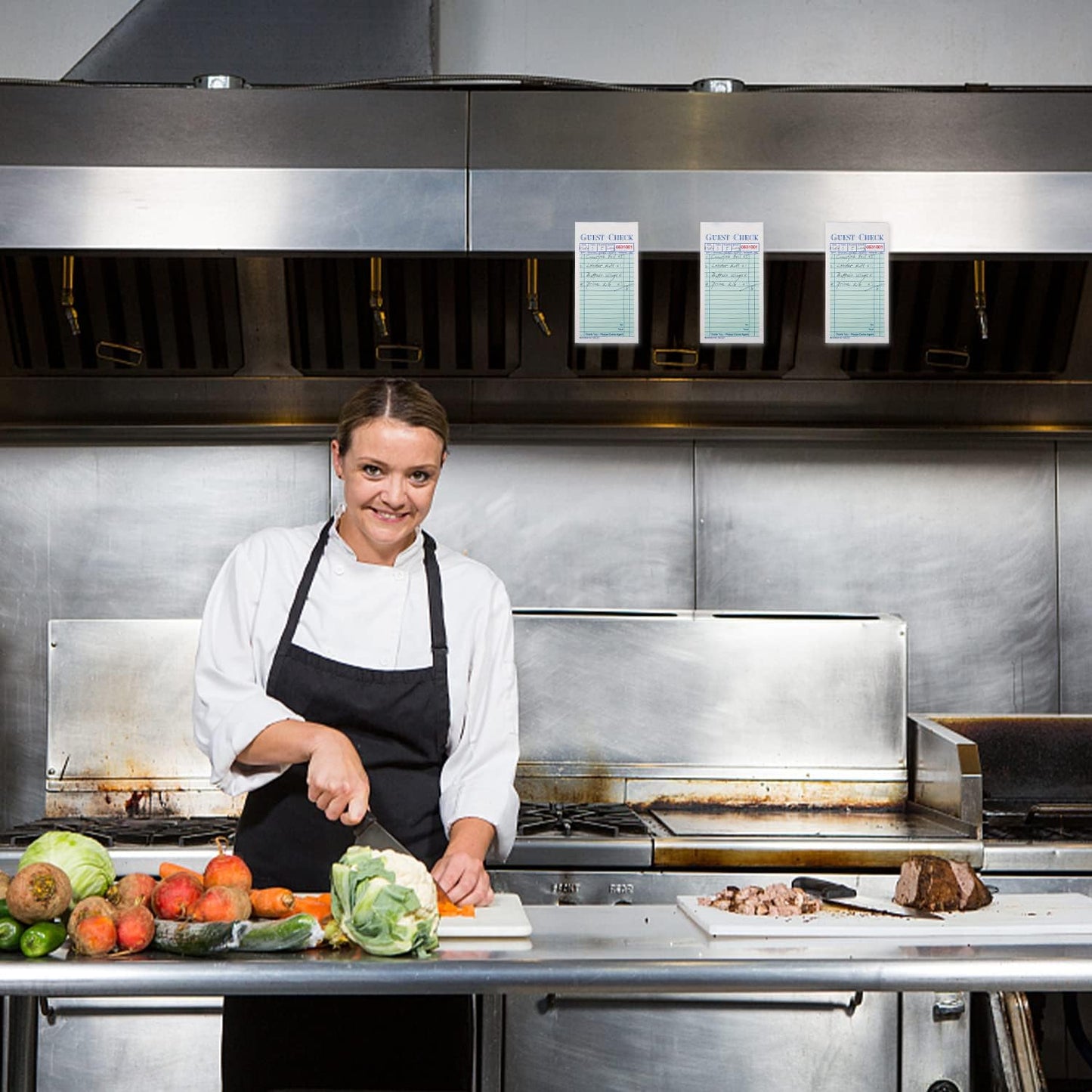 Guest Checks Server Note Pads 300 Sheets with Carbonless Copy Paper for Restaurants (6 Books) 3.5" x 6.75" Per Ticket Book