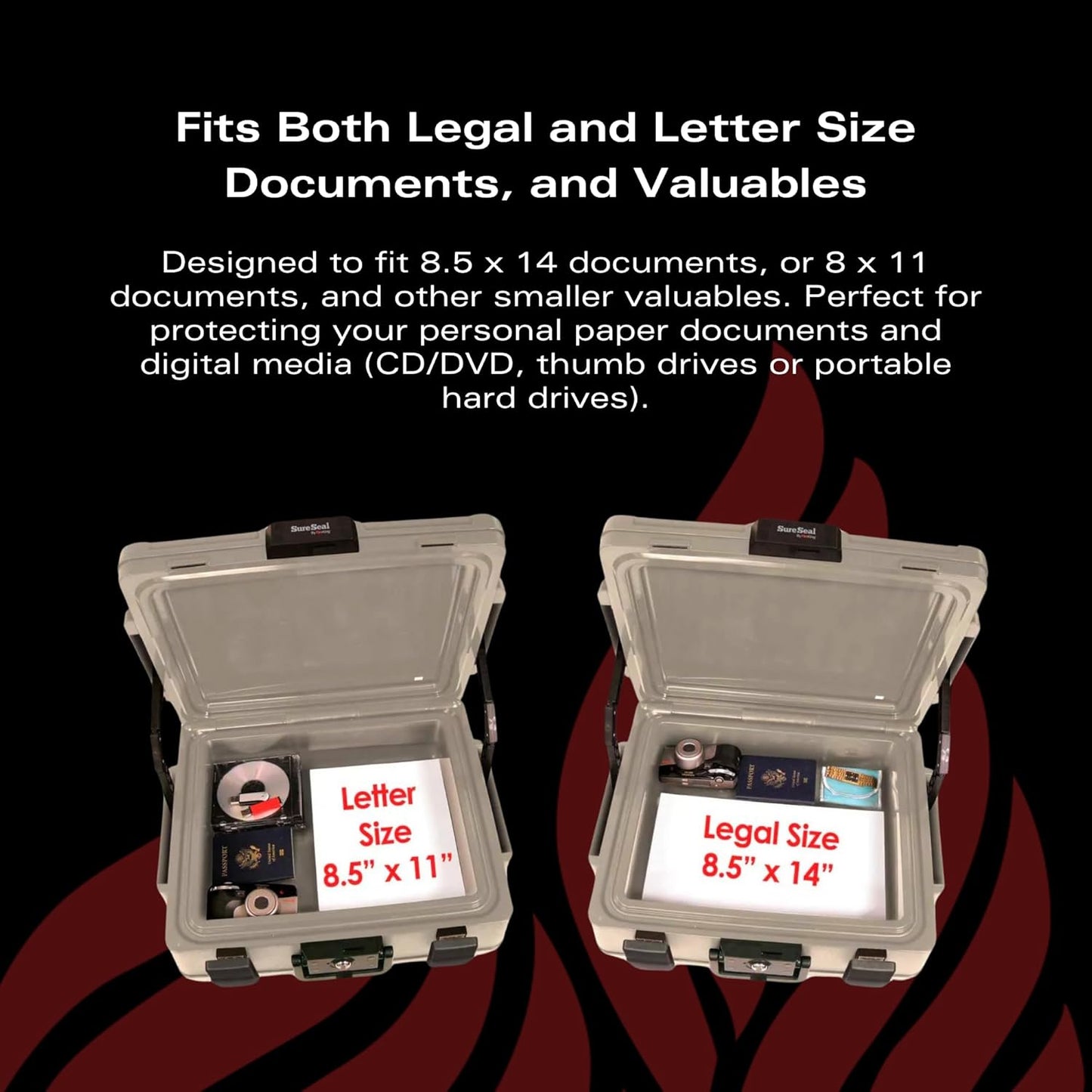 FireKing SureSeal Fire Safe with Key Lock, 1 Hour Fire Rated, UL Rated & 100 Hour Water Resistant Home Safe, Portable Home Safes, Taupe