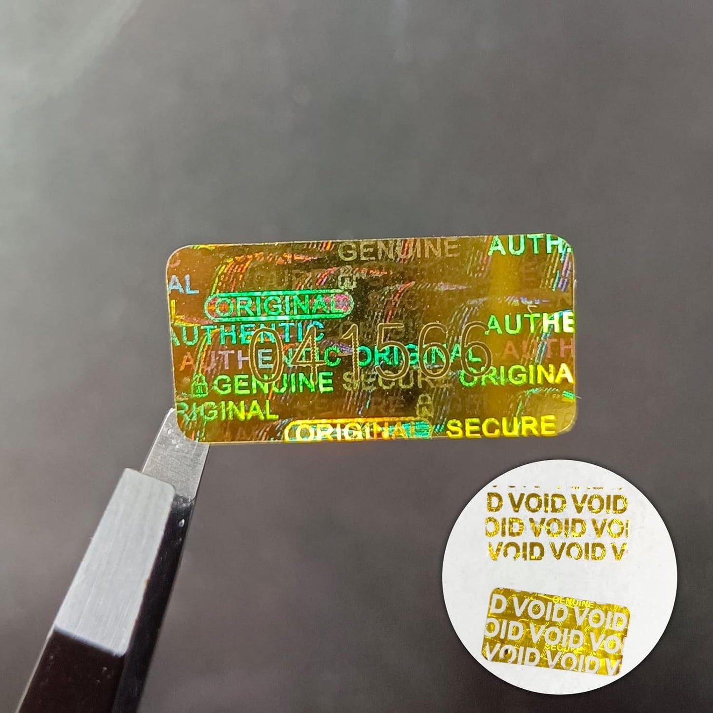 650pcs Tamper Proof Hologram Stickers Security Seal Labels Genuine Guarantee Warranty Void Labels with Unique Serial Number Gold(0.8x0.4inch)
