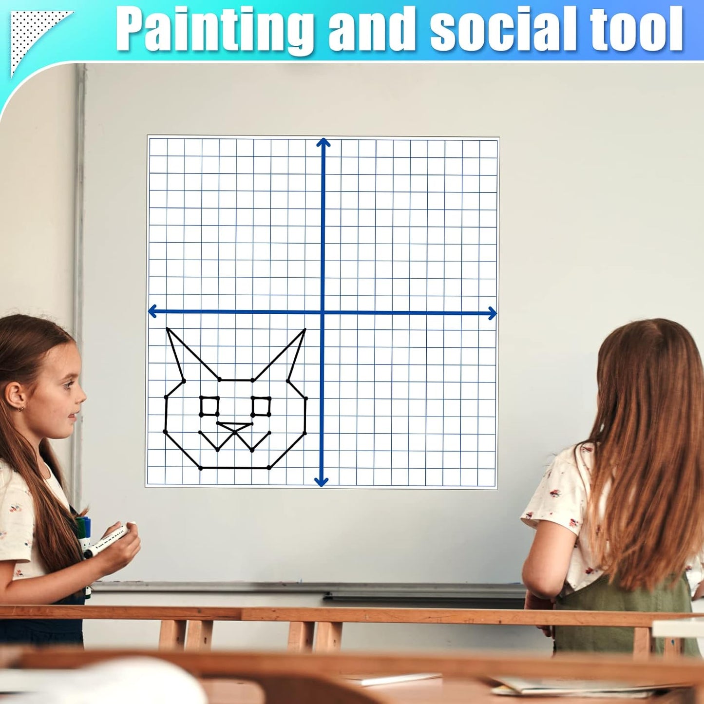 Teling 24 Pieces Jumbo Magnetic Xy Coordinate Dry Erase Grid 26 x 26 Inches, Magnet Graph Whiteboard for Classrooms, Teaching, Learning Tools