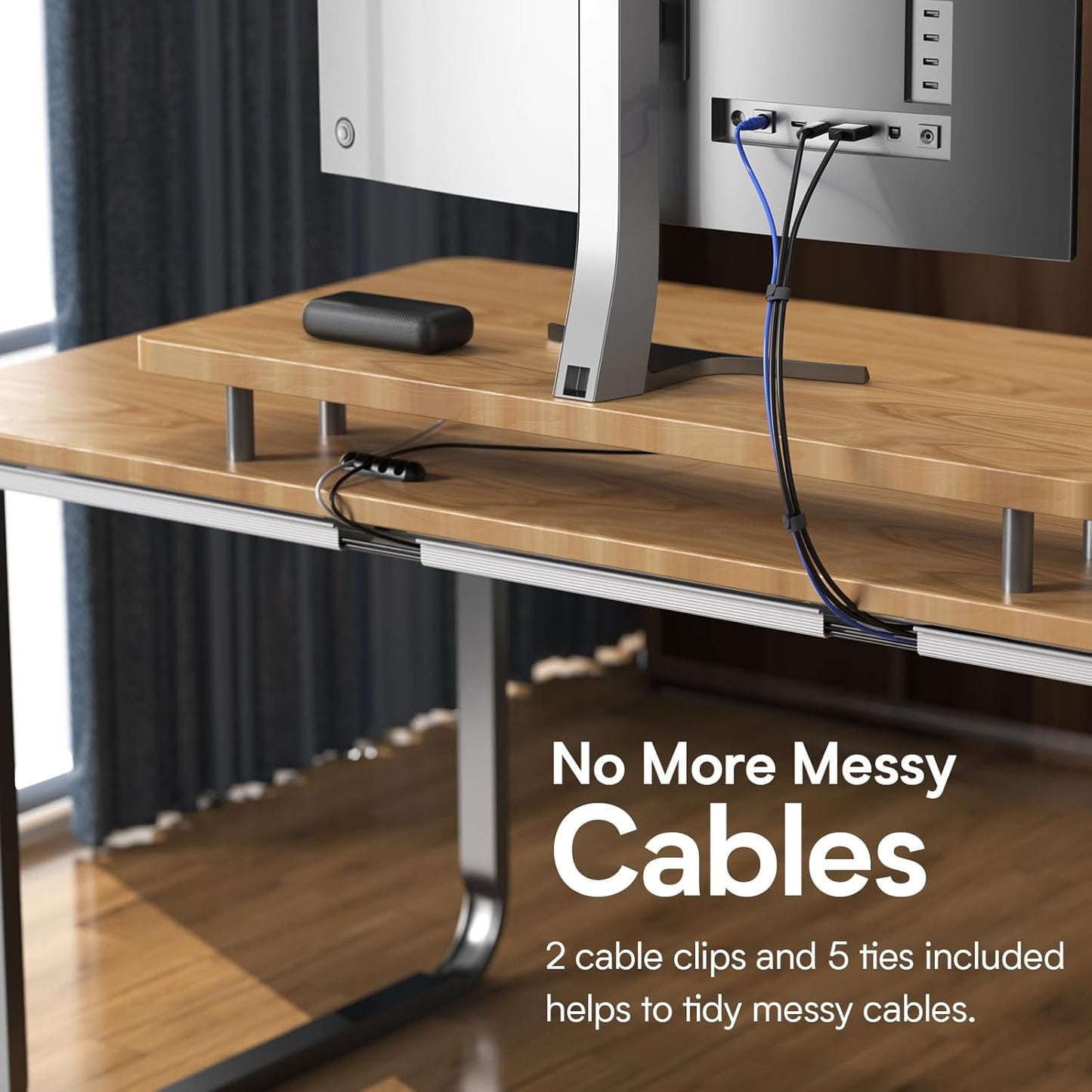 DELAMU 4 Pack Cable Management Under Desk - Office & Home Cable Organizer,J-Channel Cable Management for Clutter-Free Environment,Cable Management Kit,Cord Organizer for Desk,Cord Management,4X15.7in