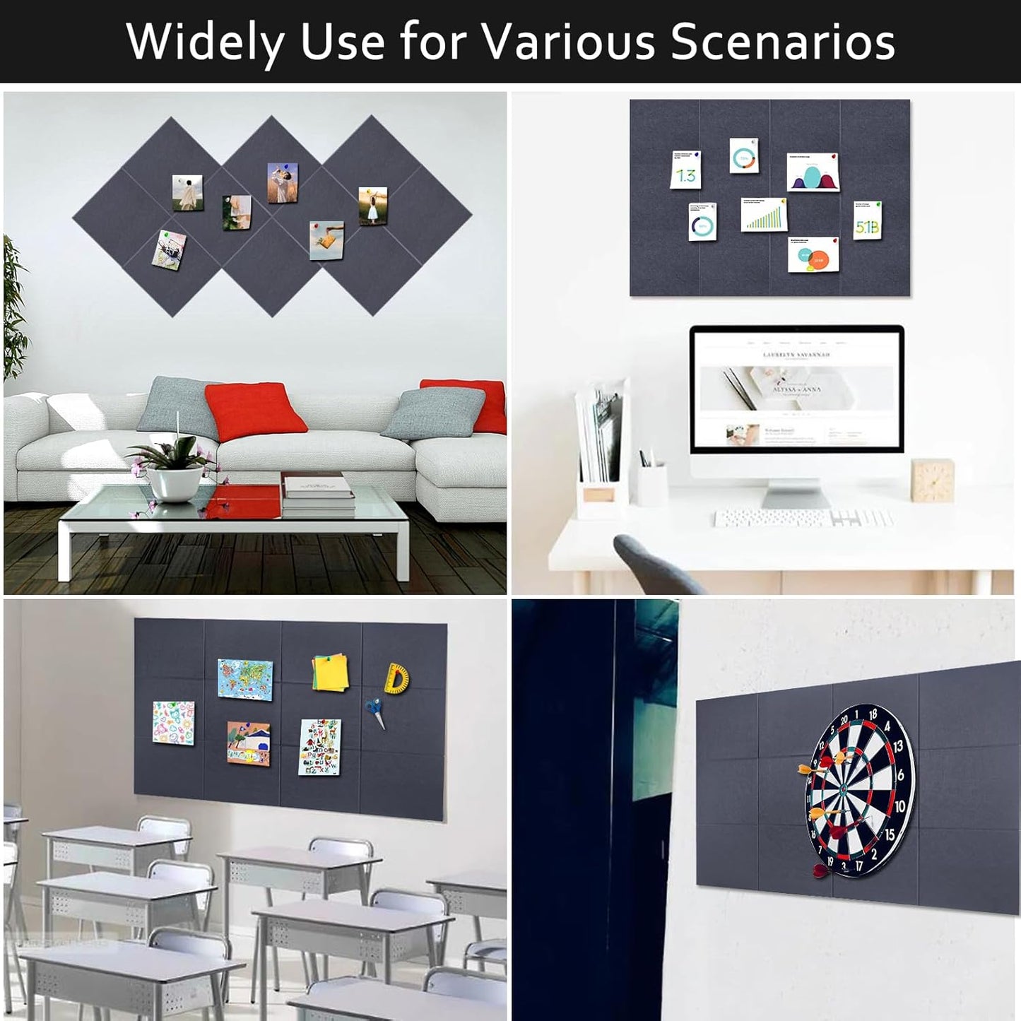 Large Acoustic Panels, 48"X36"X0.4" Sound Proof Foam Panels for Walls, Sound proof panels for walls, Soundproof Wall Panels for Home Studio&Office Decor. (Dark Grey)