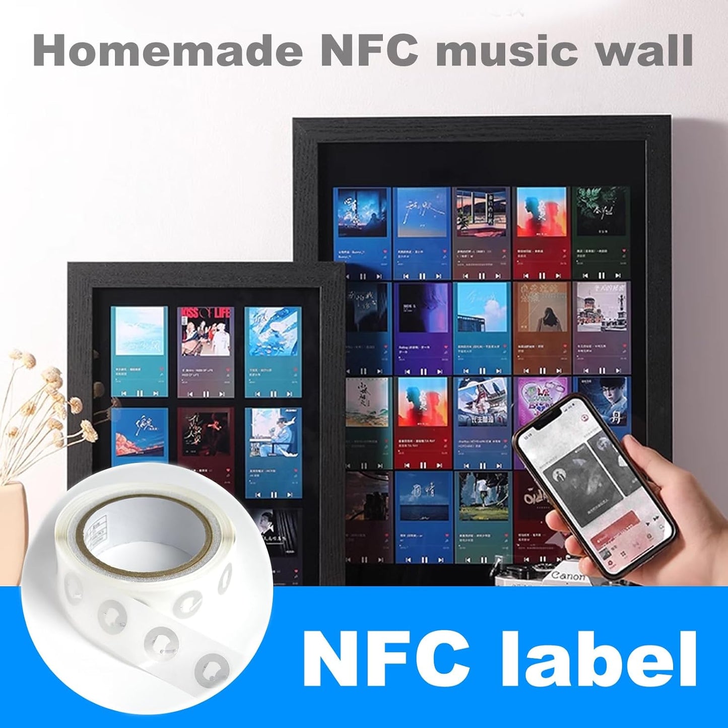 50 PCS Round NFC Tags Stickers - NTAG213 Chip, Blank, Adhesive Labels, RFID Tags, Rewritable, 137 Bytes Memory, Compatible with All NFC-Enabled Smartphones and Devices