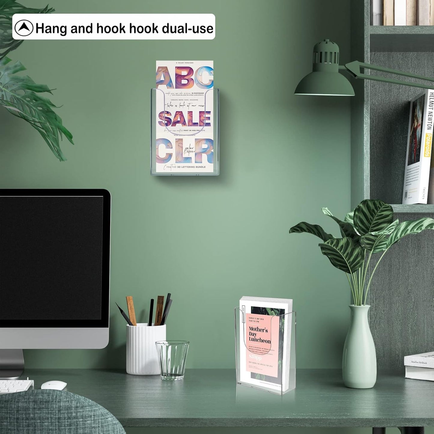 zavekia Brochure Holder, 4 x 6 Inches Brochure Holder Wall Mount Literature Holder Clear Flyer Holder Wall Mounted (6 pack)