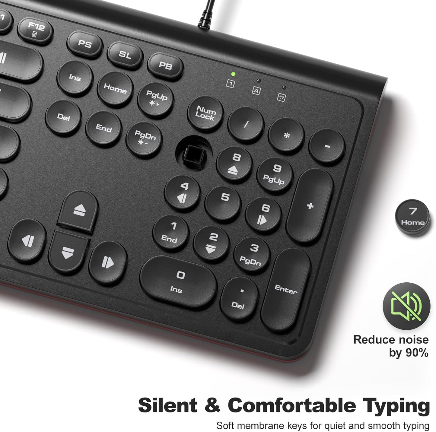 USB Wired Keyboard with Backlit 7-Colors, Full Size Keyboard with Retro Keycaps, Numeric Keypad and Media Hotkey for Computer Desktop PC Laptop and Windows 7 8 10 11