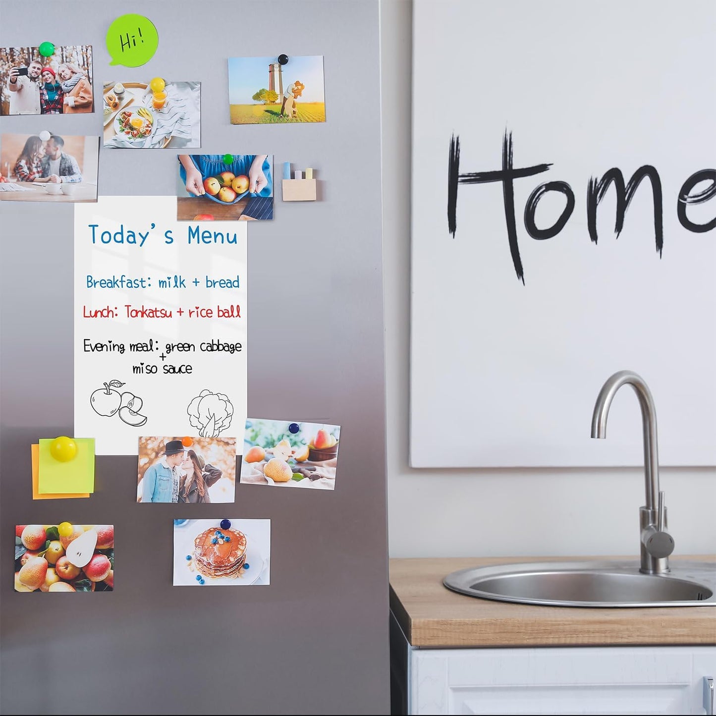 Magnetic Dry Erase Whiteboard for Refrigerators, 24" x 39" White Board on Wall for Organizer and Planner, Kitchen Fridge Shopping List with Marker, Magnetic Eraser and Magnets