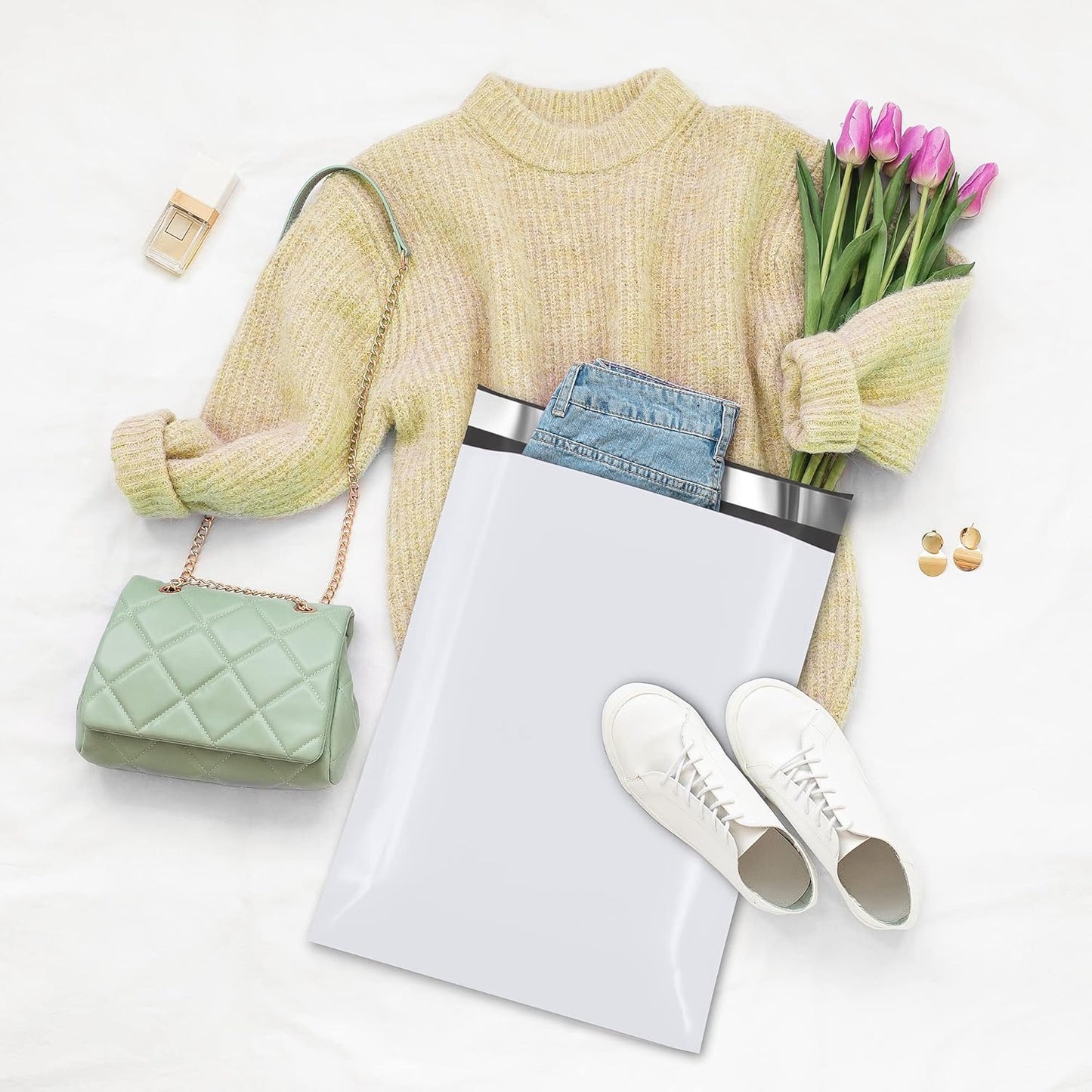 Fuxury 2000 Pcs 12x15.5" Poly Mailers,Waterproof Mailing Envelopes for Clothing, Strong Adhesive Poly Shipping Postage Bags for Small Business(White)