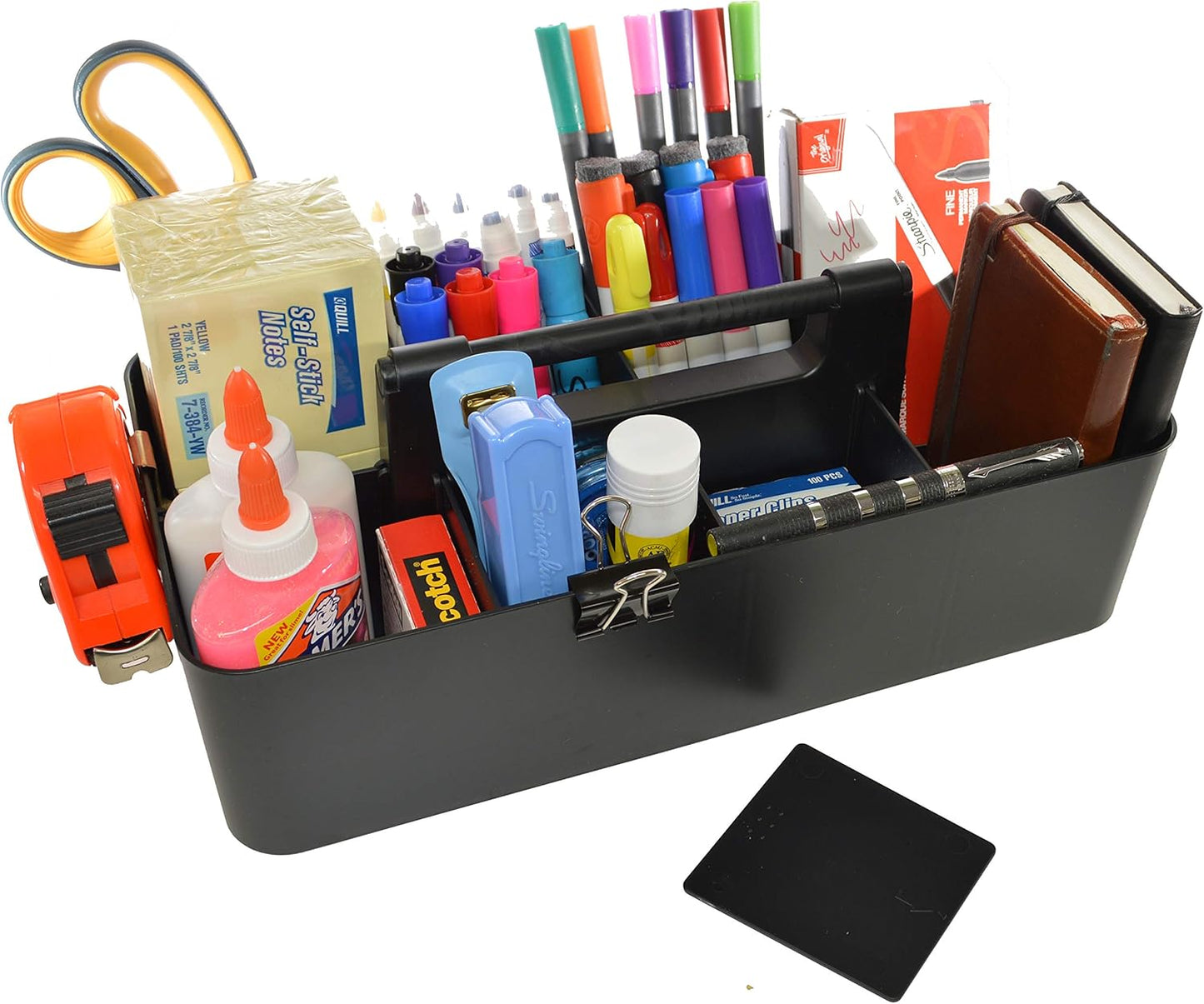 8 Compartments DIY Dividers,Large Portable Caddy, Multi Purpose,Stackable, Modern Solution for School, office, Desktop Endless use of your Choice -MADE IN USA (Black)