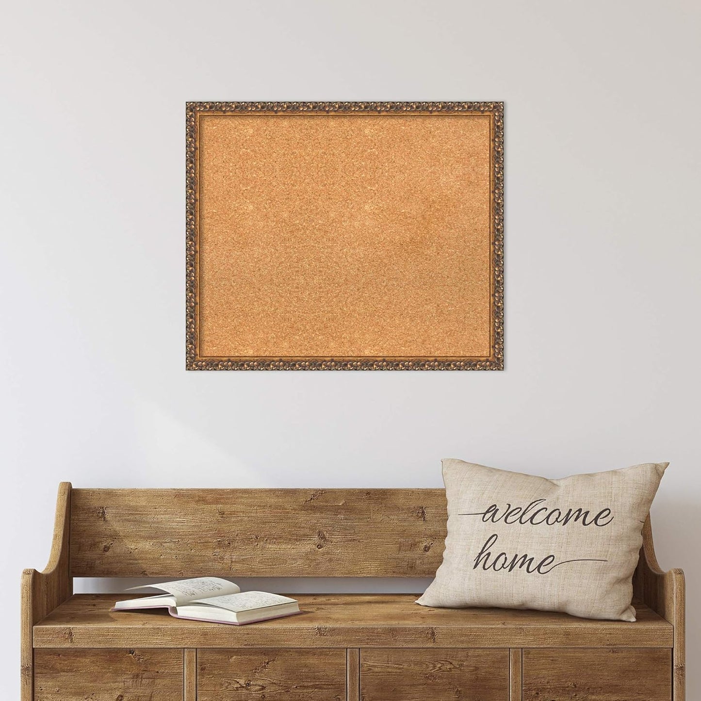 Amanti Art Natural Cork Board for Wall, 22x26 Vision Board with Bronze Frame, Medium Corkboard Office Decor for Home Organization, Traditional Corkboard Pinboard to Display Items for Home