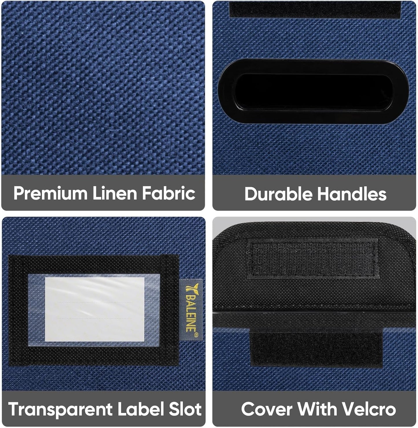 BALEINE File Organizer Box with Lid, Collapsible File Folder Organizer with Plastic Slide, Hanging File Folder Box for Office Document Storage (1 Pack, Blue, S)