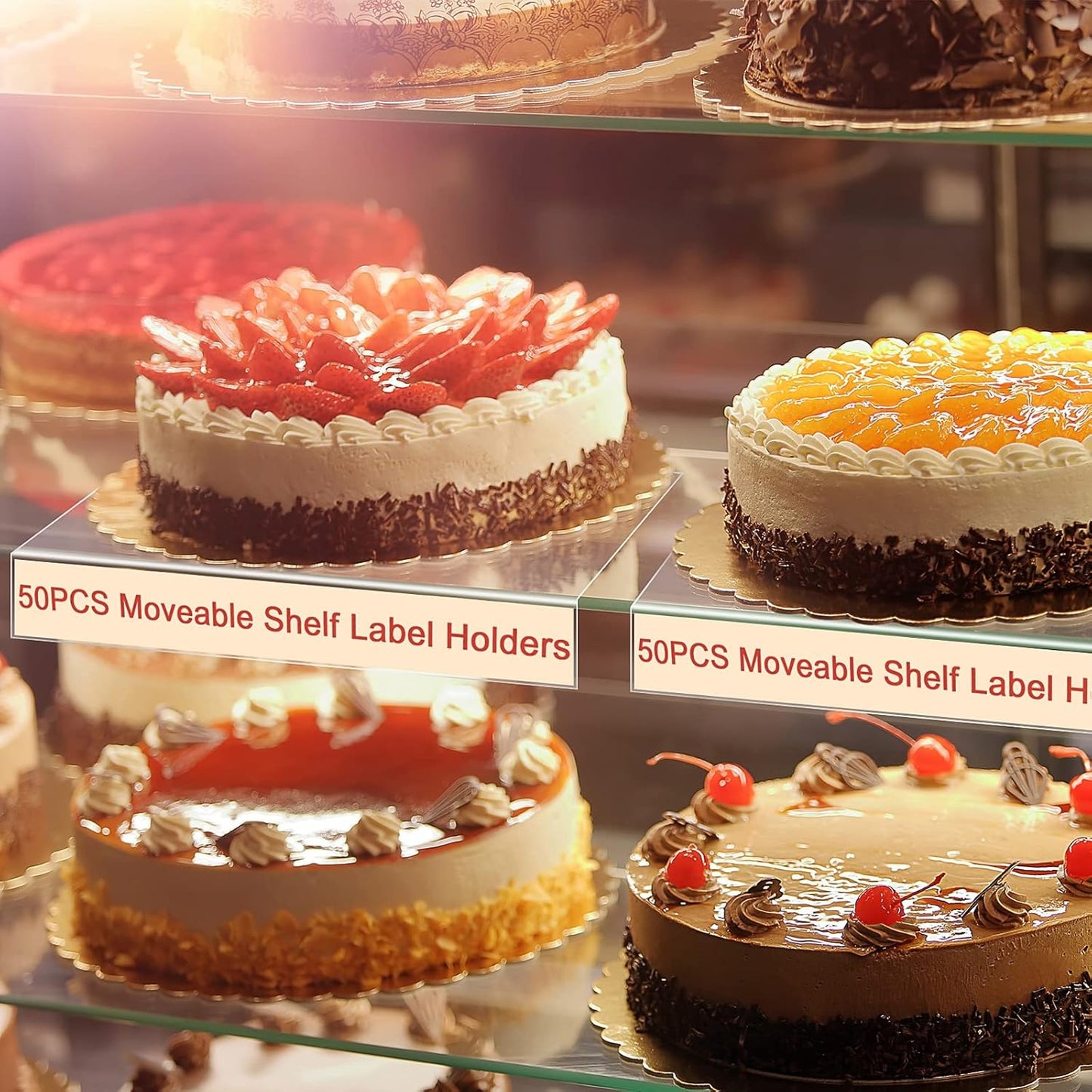 Tinlade 50 Pcs Clear Moveable Shelf Label Holders with 50 Insert, Clear Bookshelves Tags Plastic Transparent Library Shelf Markers Holders for Library Office Store 5.1 x 7.9 x 0.75 Inches