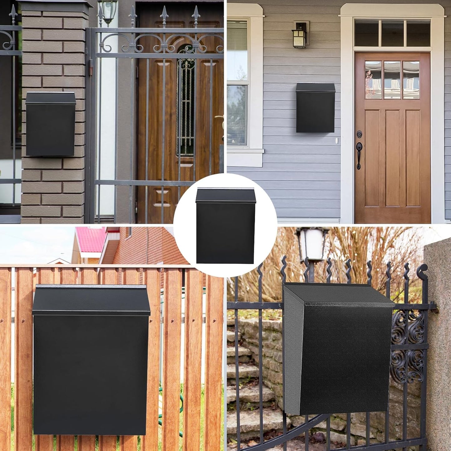 KYODOLED Convenient and Durable Wall Mount Mailbox for Outside, Easy Installation, Ample Storage Space to Accommodate Standard-Sized Letter, Magazine, Check, Black, Drop Box for Home or Apartment