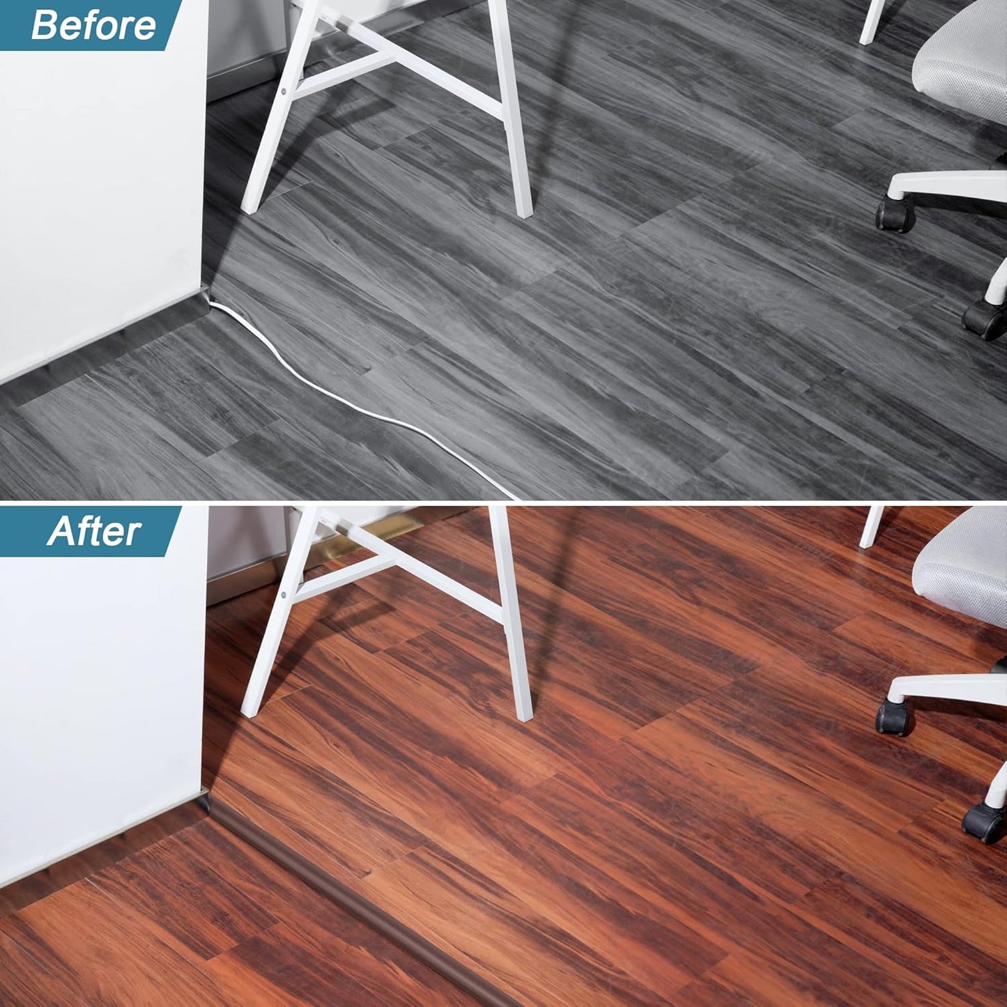 8.5FT Cord Covers - Brown Floor Cable Cover, Flexible Extension Cord Cover for Wires, Wire Cover Channel Diameter: 0.7" (W) x 0.4" (H)