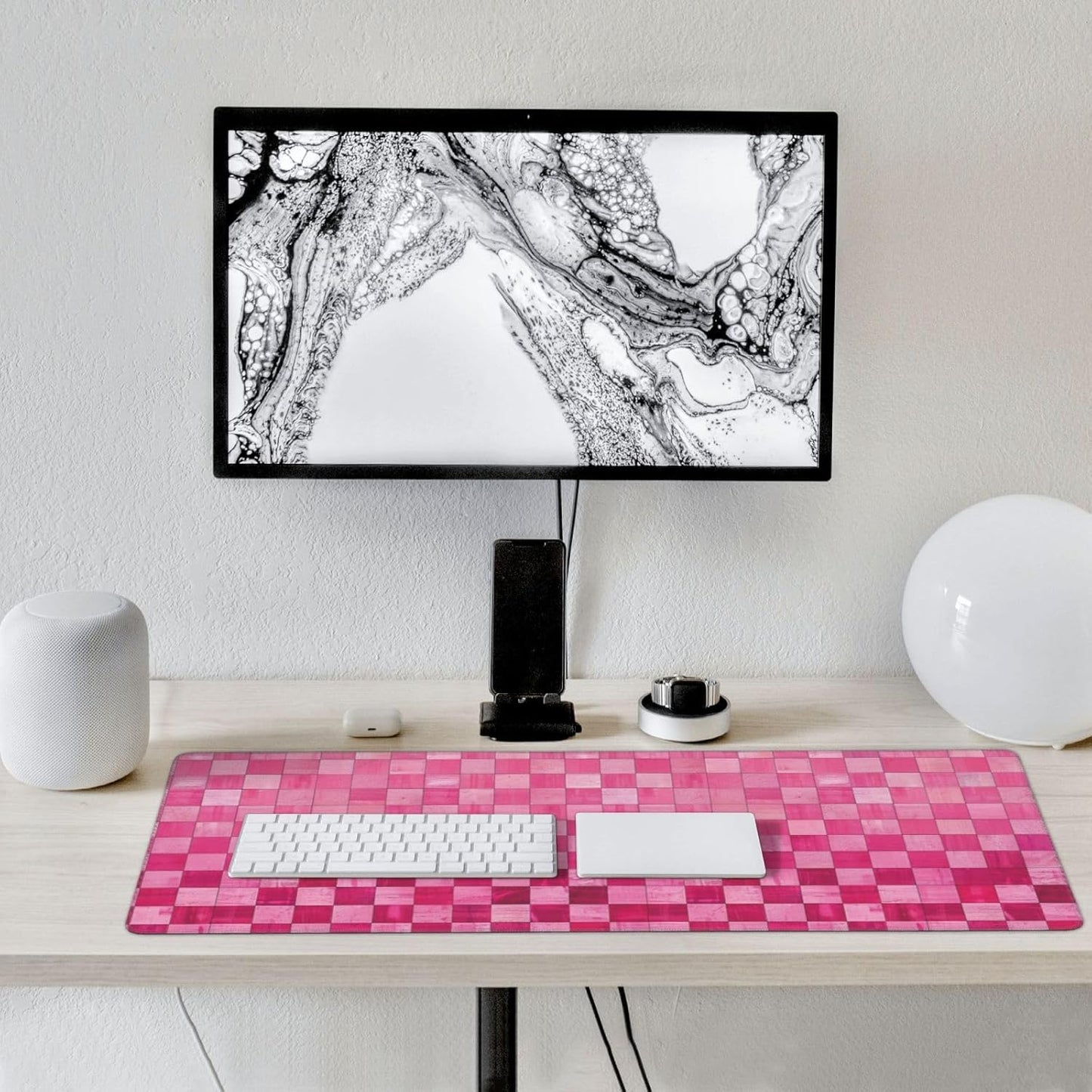 35.4 x 15.7 in, Waterproof XXL Large Mouse Pad for Desk, Extended Keyboard Mouse Mat for Computer Office, Big Laptop Mouse pad, Gaming Pc-Pink Checker